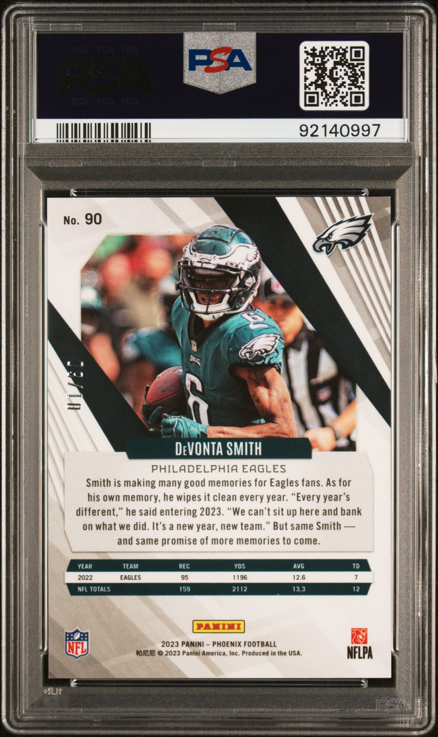 2023 Panini Phoenix Black Seismic Devonta Smith #90 /10 PSA 10