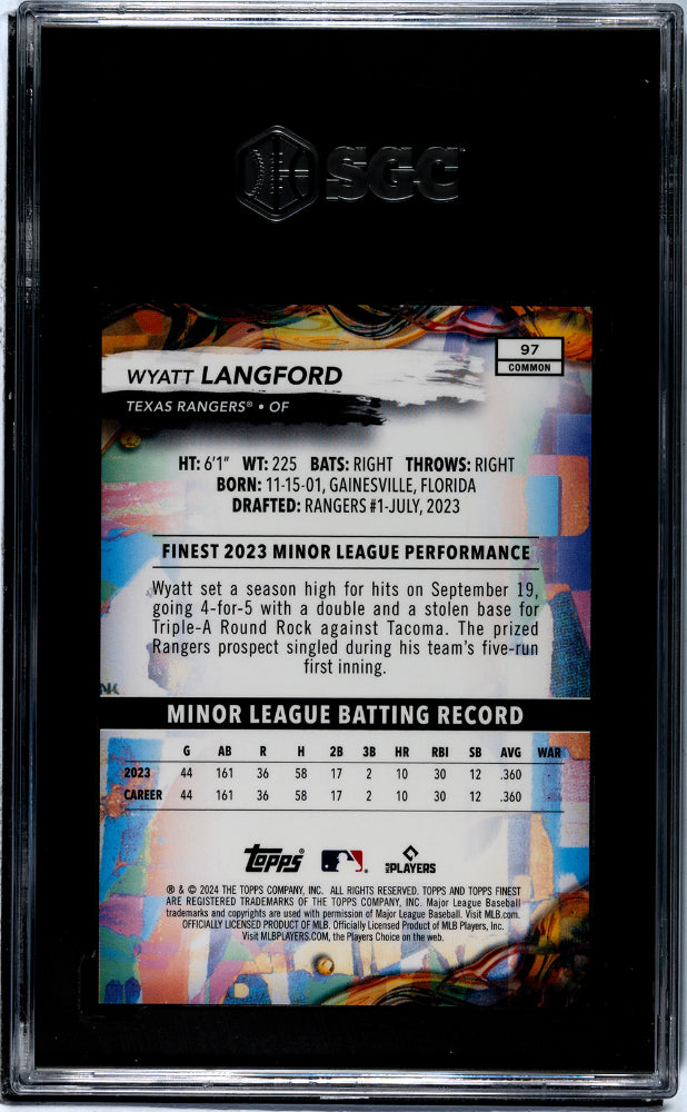 2024 Topps Finest #97 Wyatt Langford /200 SGC 10