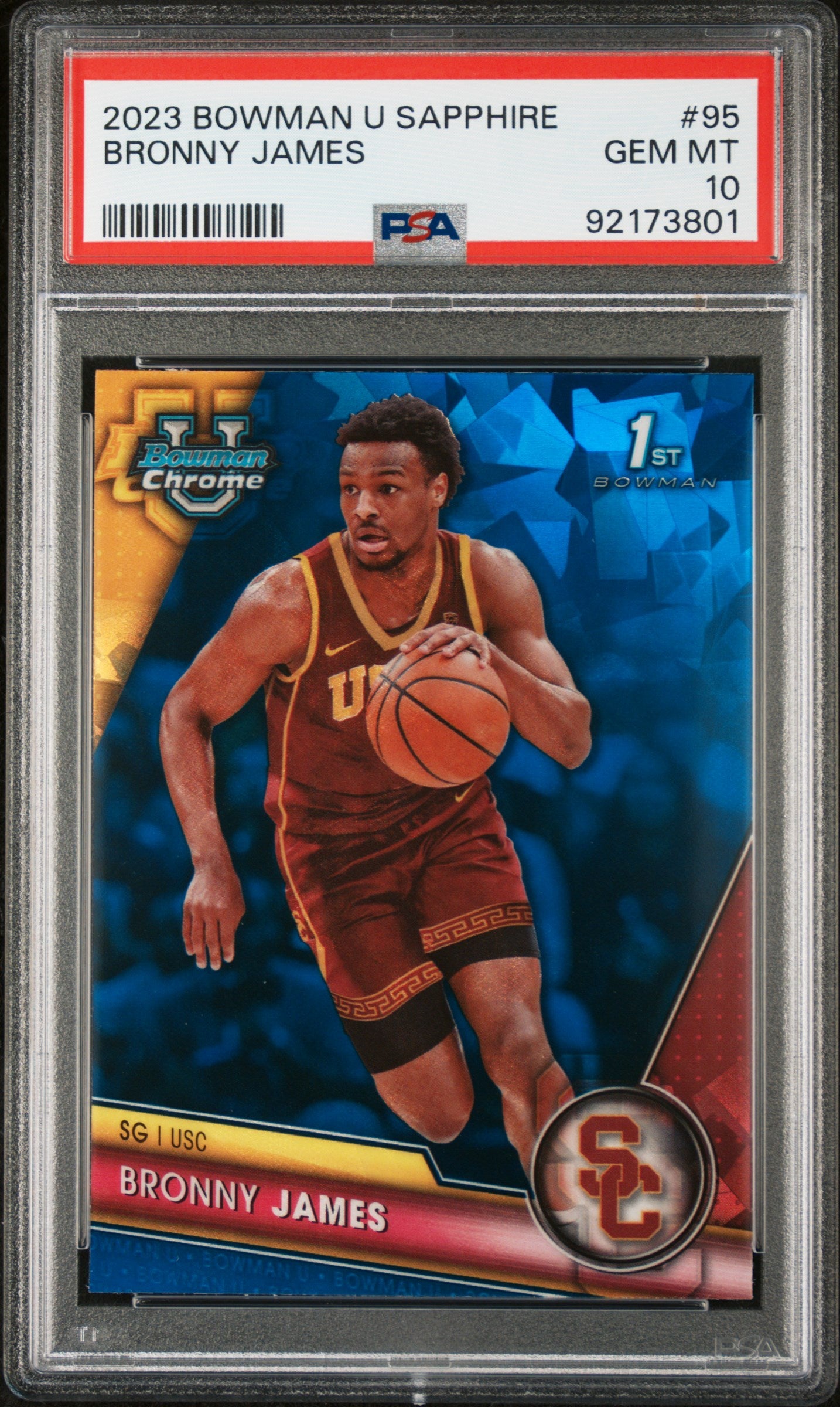 2023 Bowman Chrome University Sapphire Bronny James Jr. #95 PSA 10