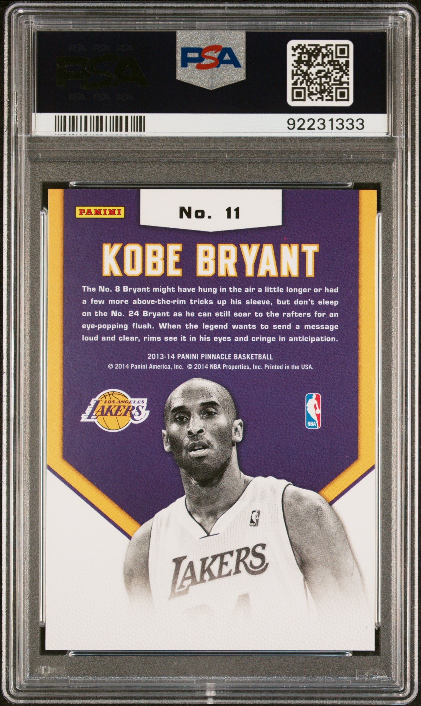2013 Panini Pinnacle Jamfest Kobe Bryant #11 PSA 9