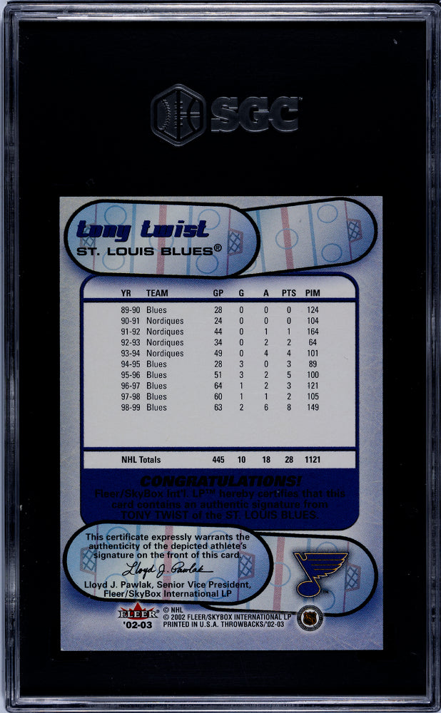2002 Fleer Throwbacks Tony Twist SGC 8.5
