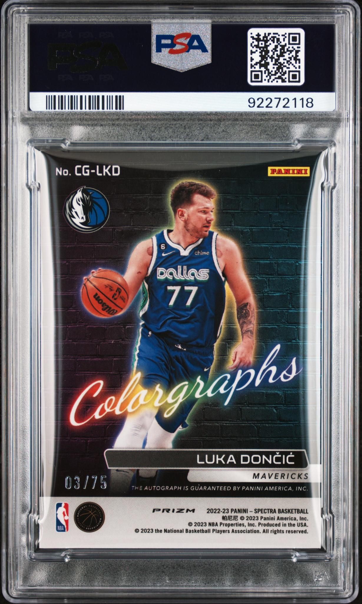 2022 Panini Spectra Colorgraphs Luka Doncic #CG-LKD /75 PSA 9