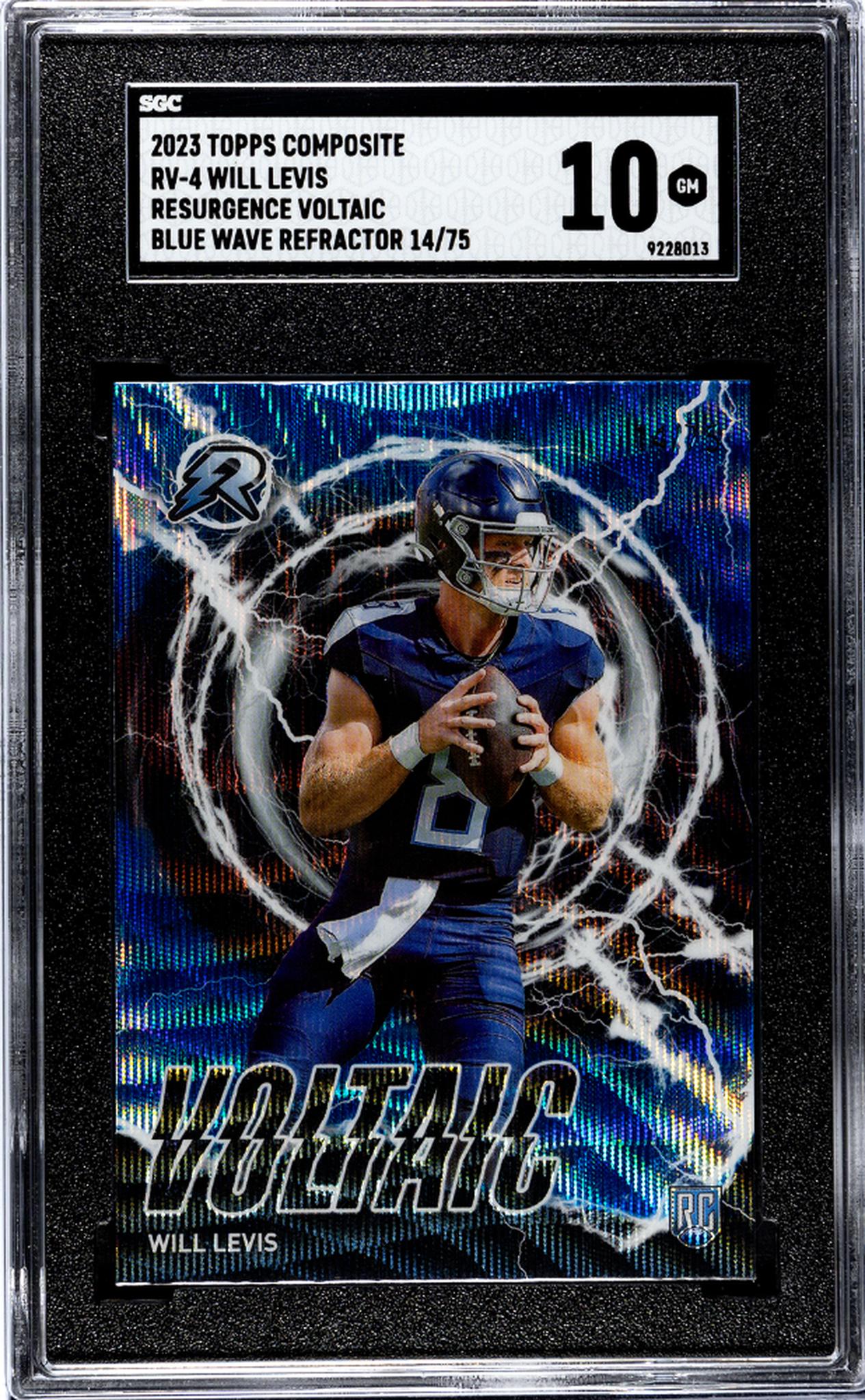 2023 Topps Composite #RV-4 Will Levis Resurgence Voltaic Blue Wave Refractor 14/75 SGC 10