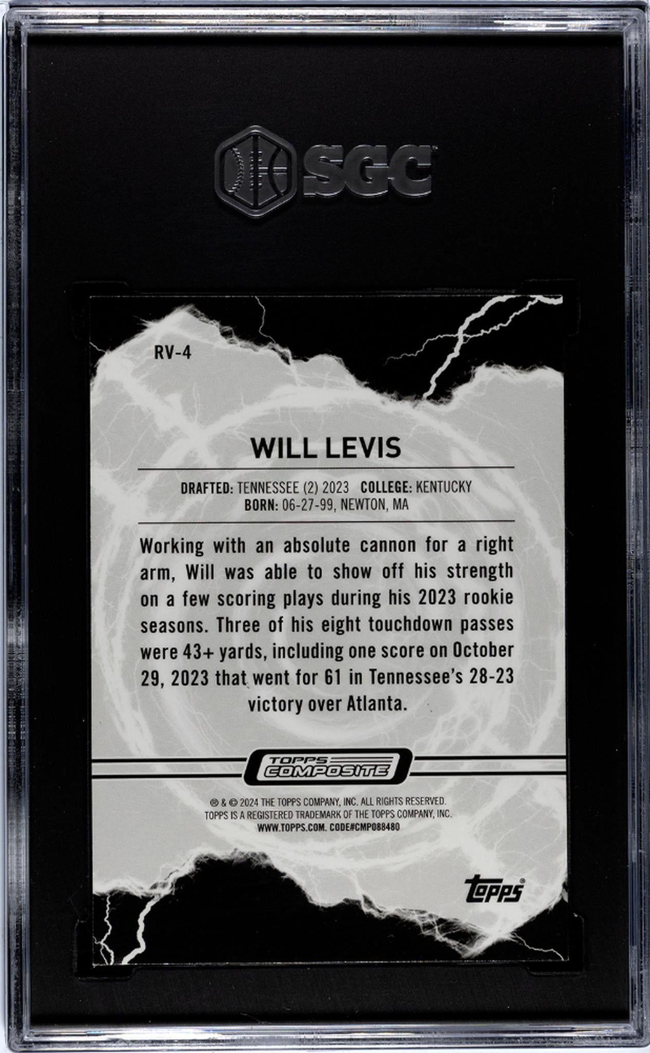 2023 Topps Composite #RV-4 Will Levis Resurgence Voltaic Blue Wave Refractor 14/75 SGC 10