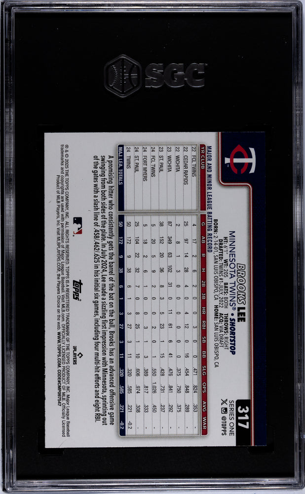 2025 Topps #317 Brooks Lee SGC 10