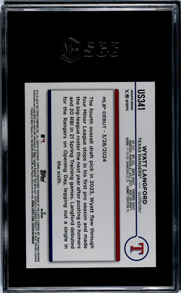 2024 Topps Update Wyatt Langford #US341 RC SGC 9.5