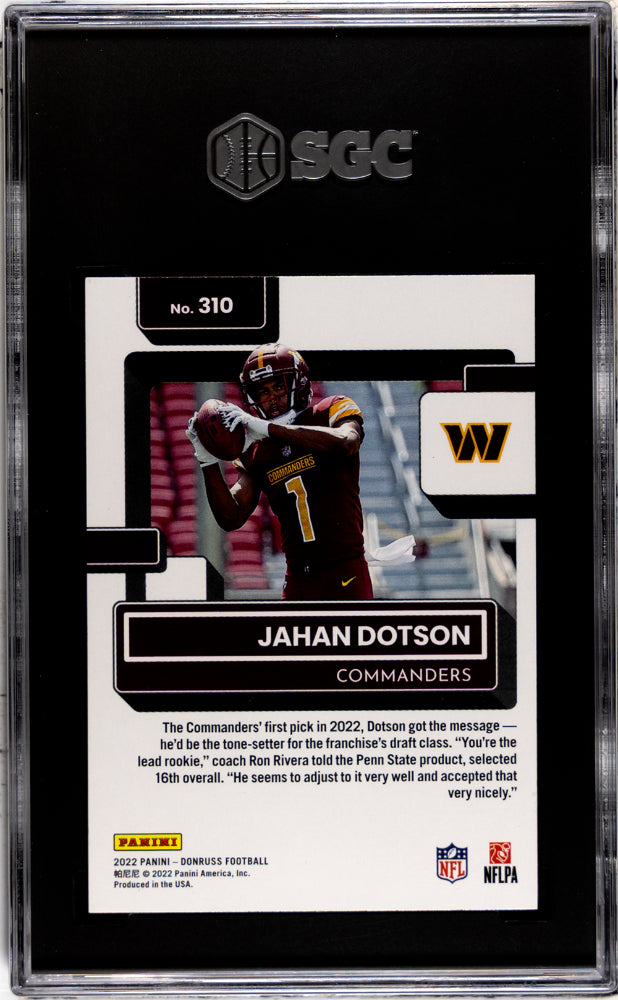 2022 Panini Donruss #310 Jahan Dotson Rated Rookie SGC 10