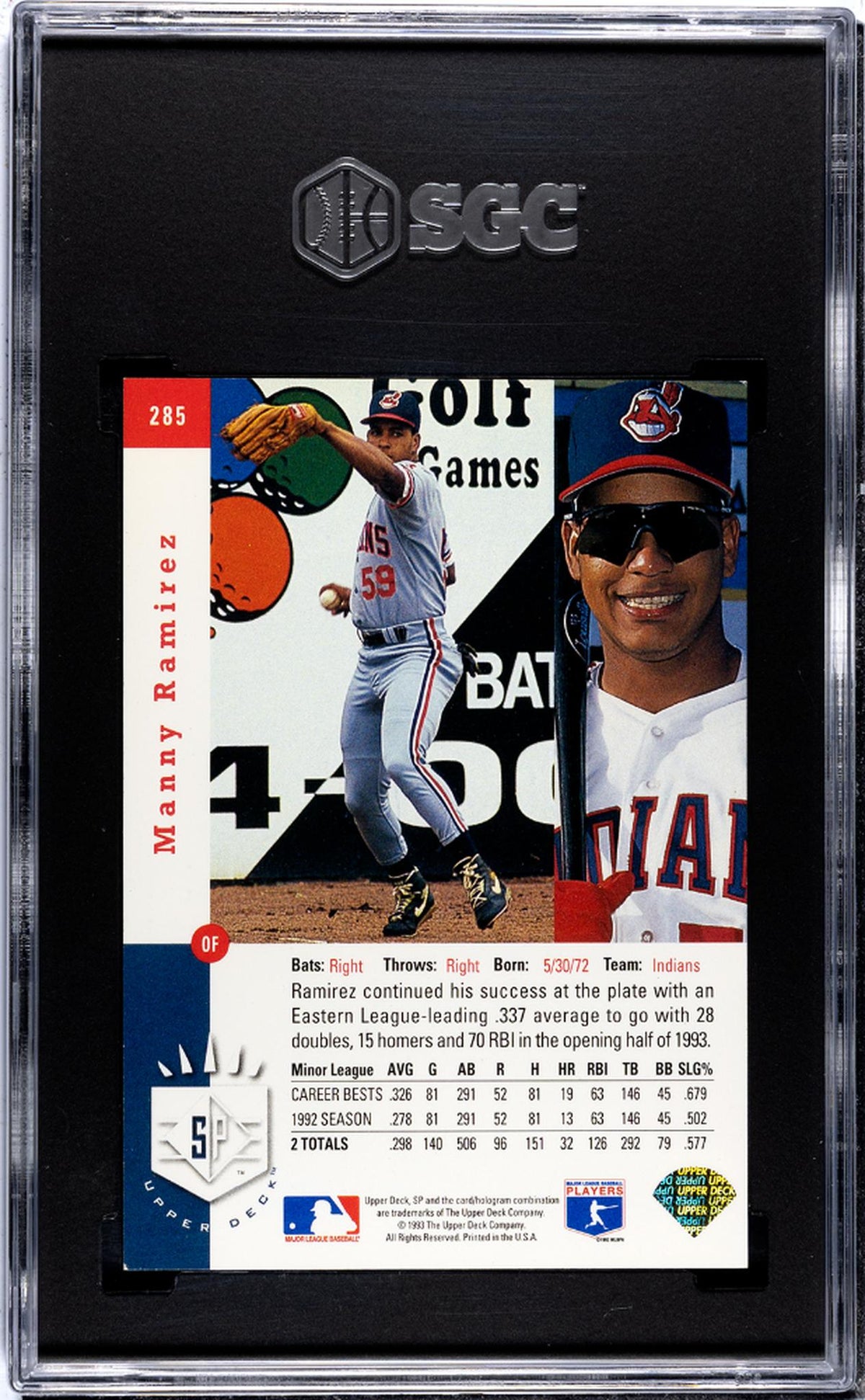 1993 SP #285 Manny Ramirez SGC 7