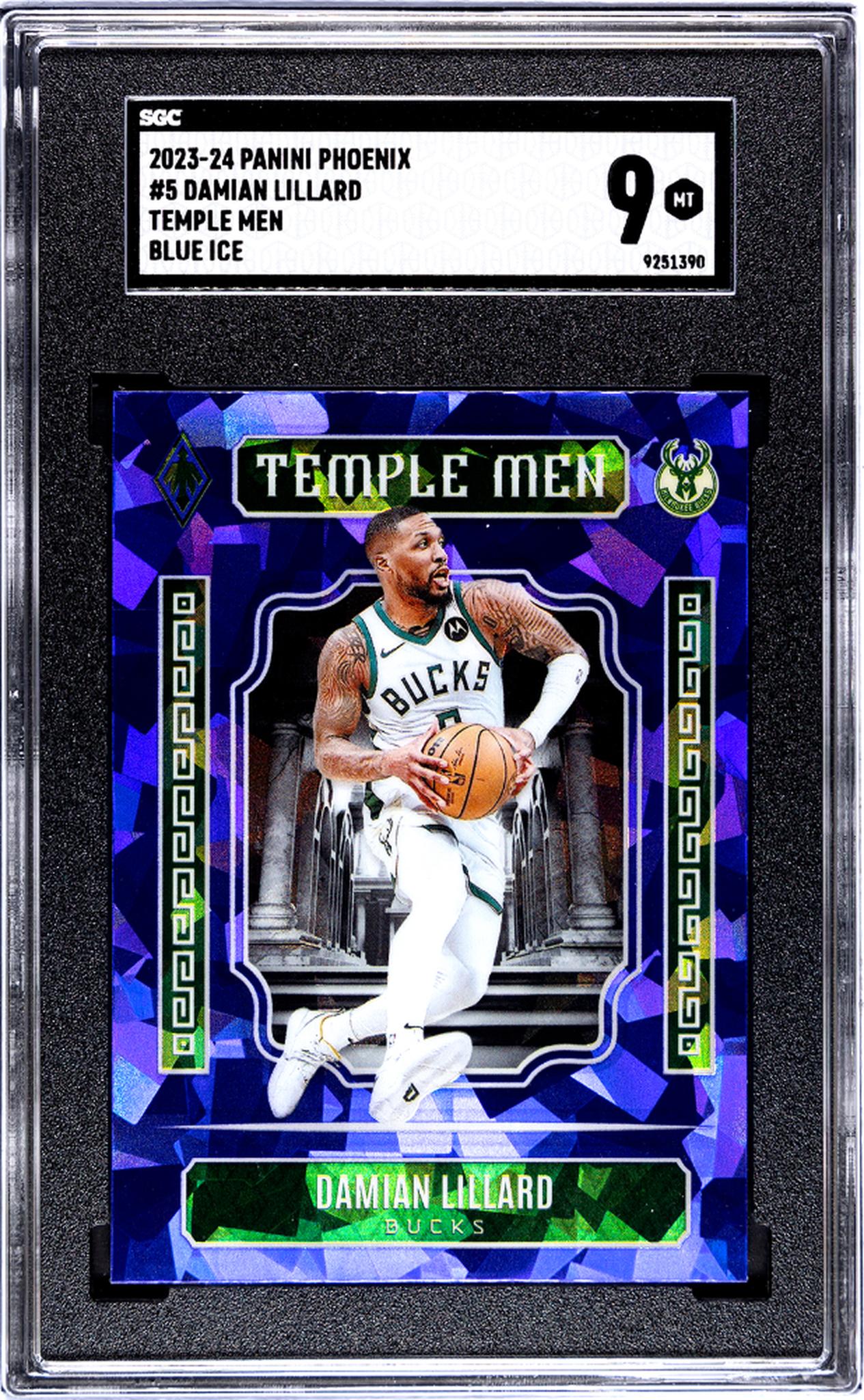 2023-24 Panini Phoenix #5 Damian Lillard Temple Men Blue Ice SGC 9