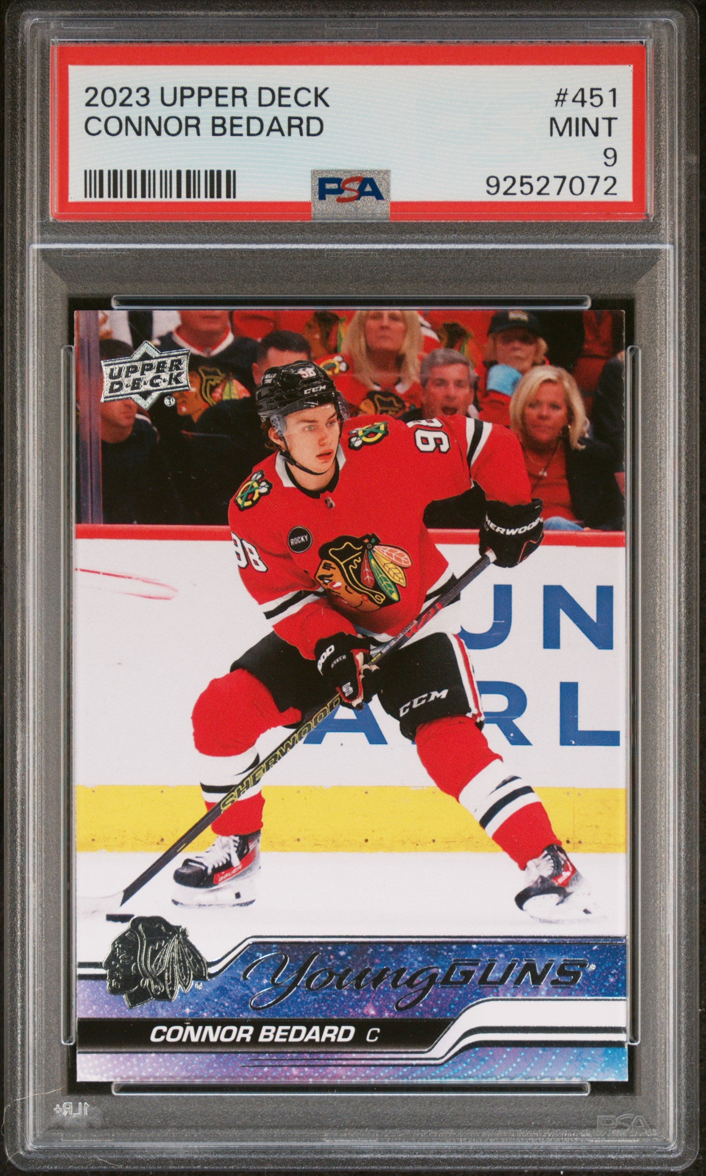 2023 Upper Deck Series 2 Young Guns Connor Bedard #451 RC PSA 9
