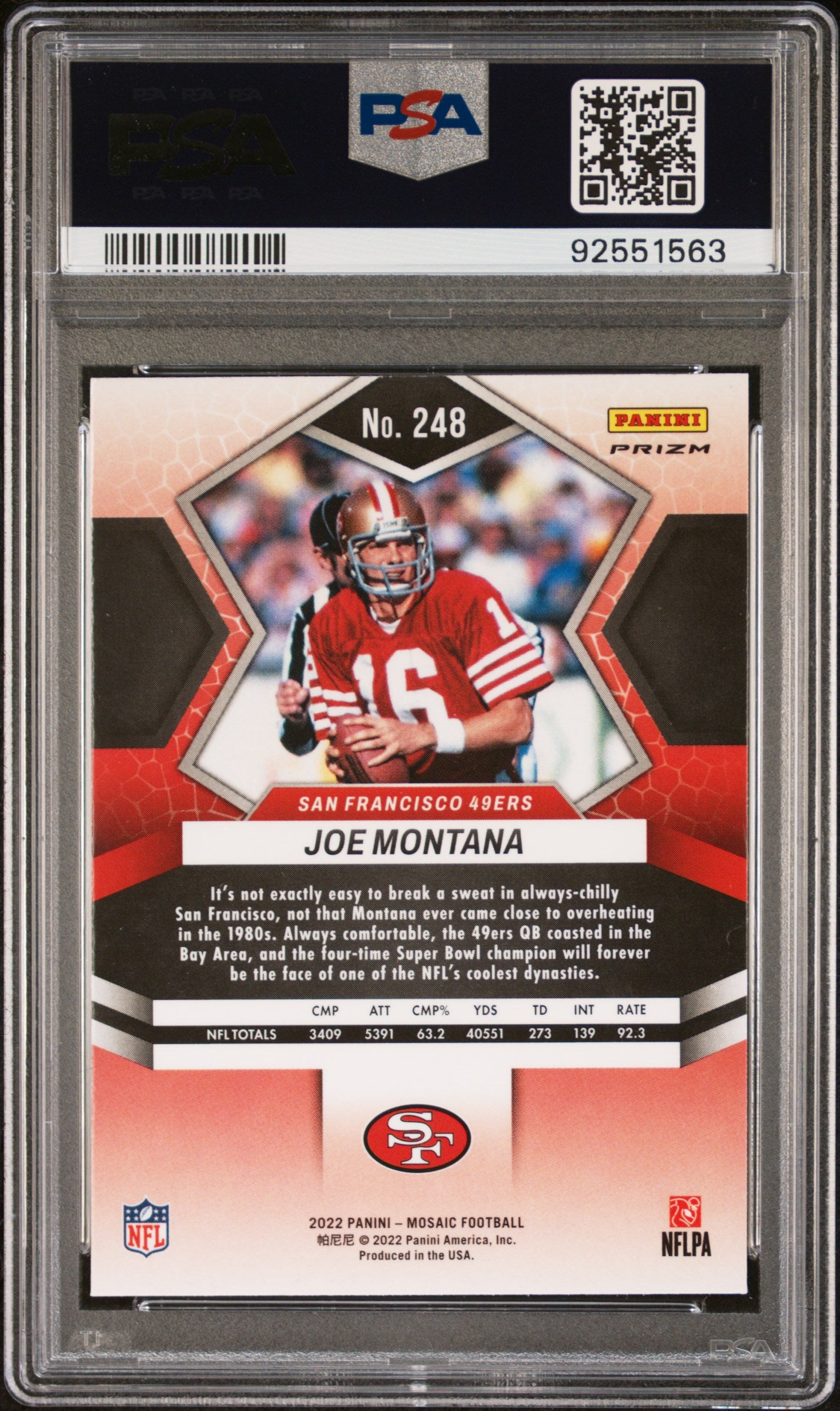 2022 Panini Mosaic Joe Montana #248 PSA 10