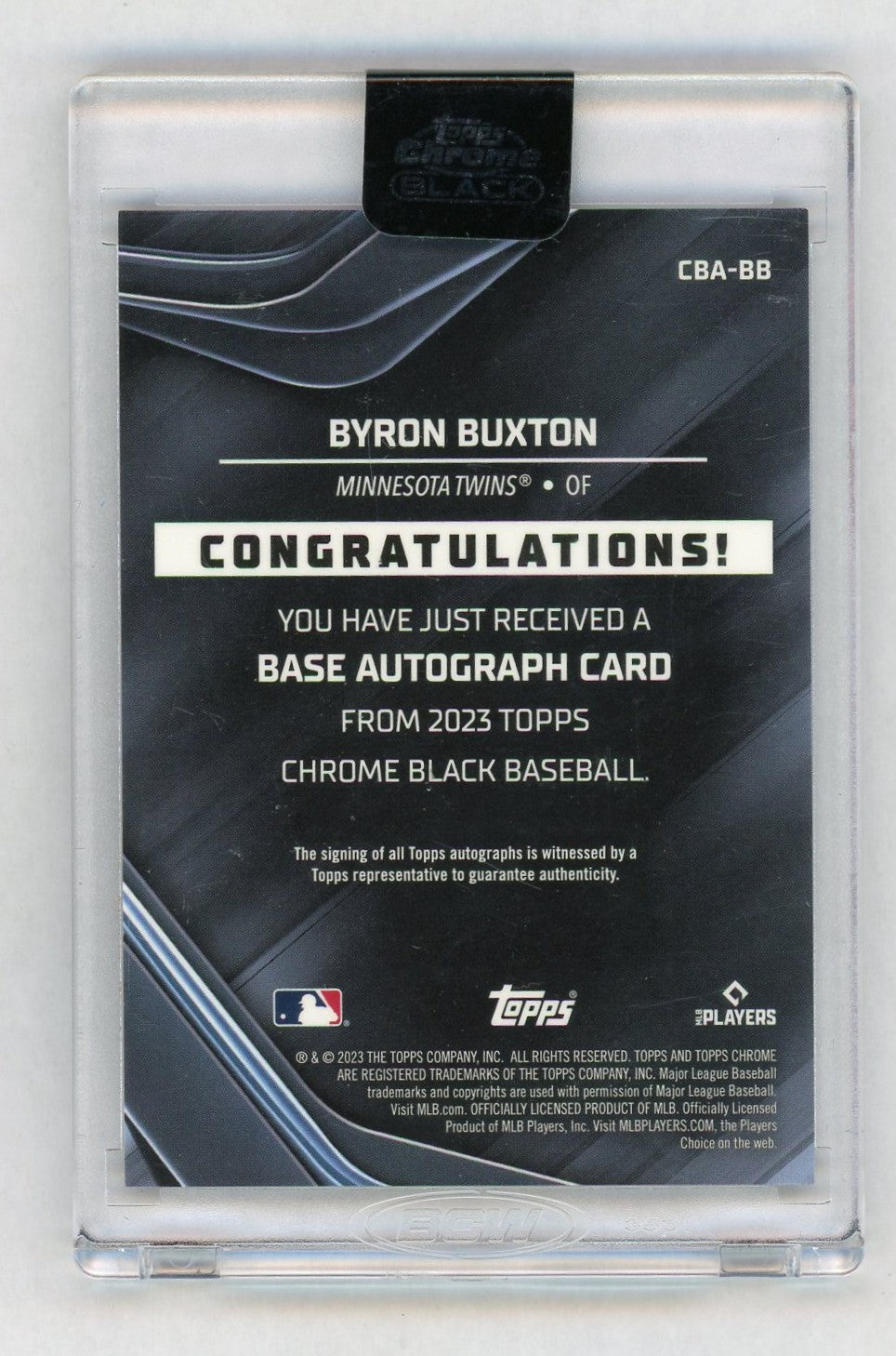 2023 Topps Chrome Black #CBA-BB Byron Buxton Auto Sealed