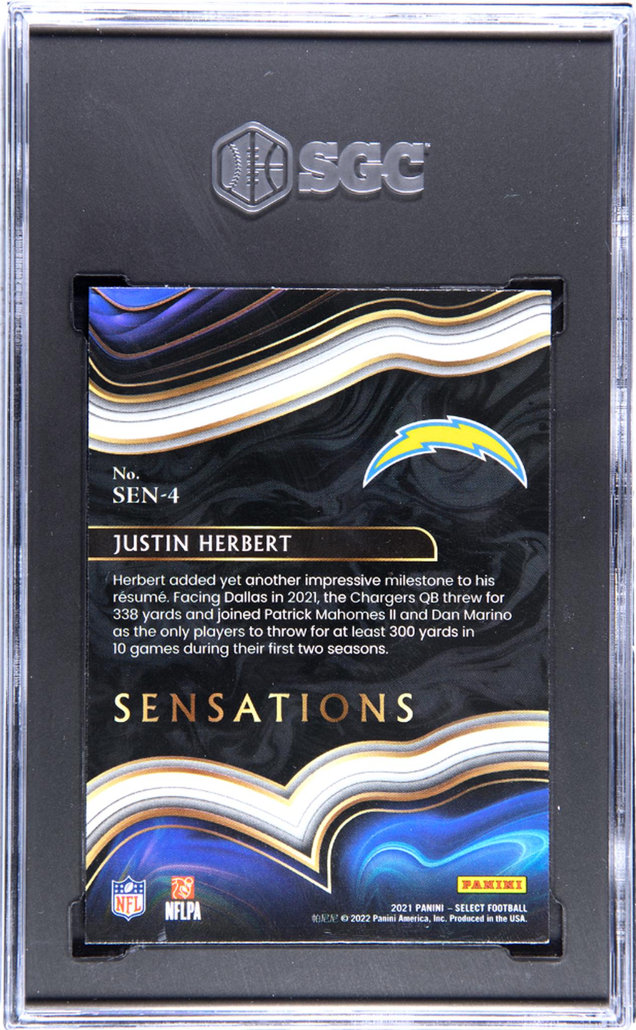 2021 Panini Select #SEN-4 Justin Herbert Sensations SGC 9.5