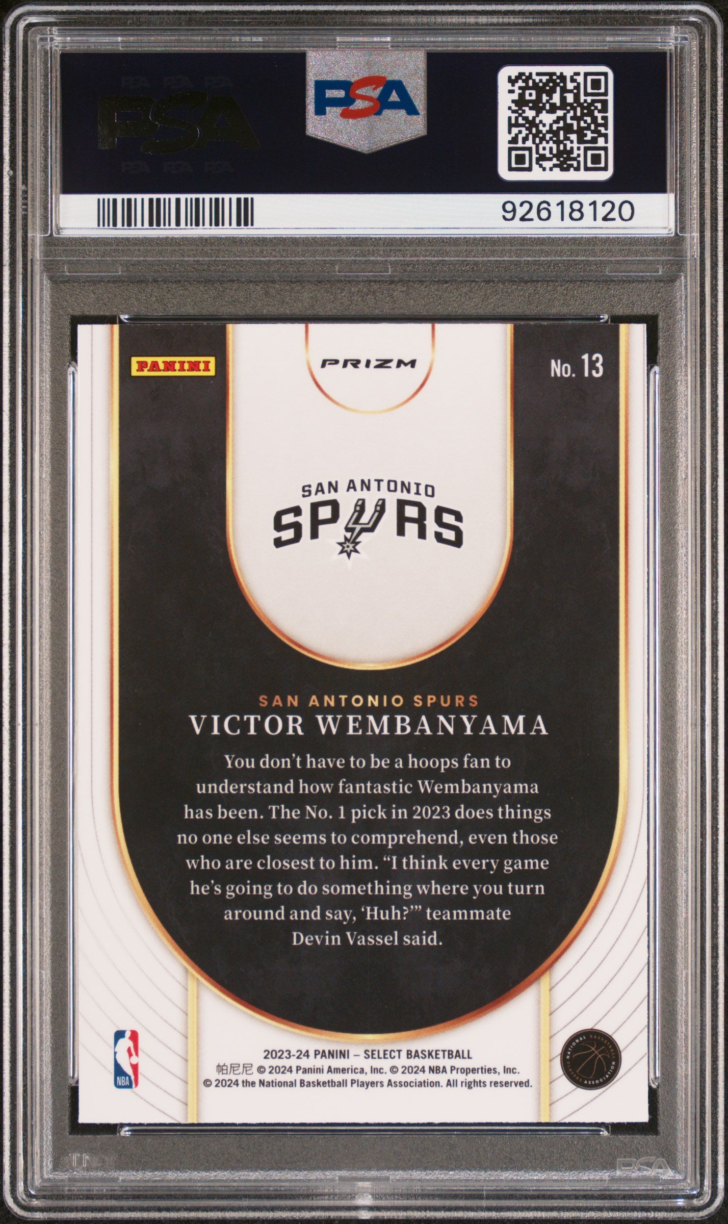 2023 Panini Select Neon Icon Green Victor Wembanyama #13 RC PSA 10