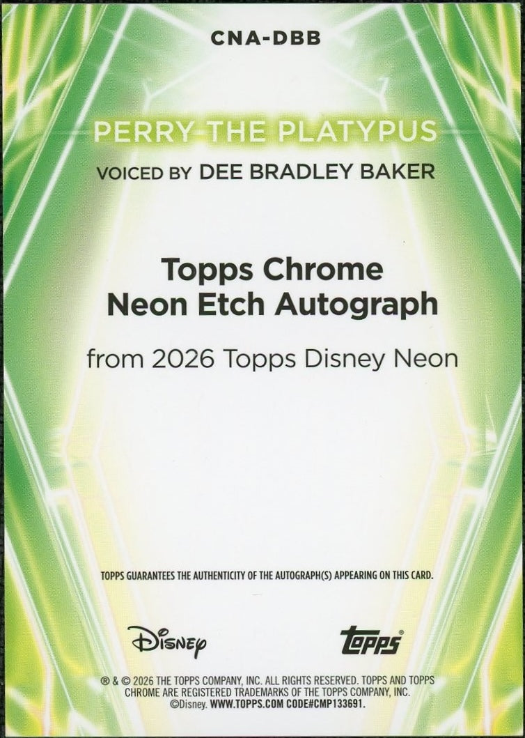 2026 Topps Chrome Disney CNA-DBB Perry the Platypus Red Auto 1/5