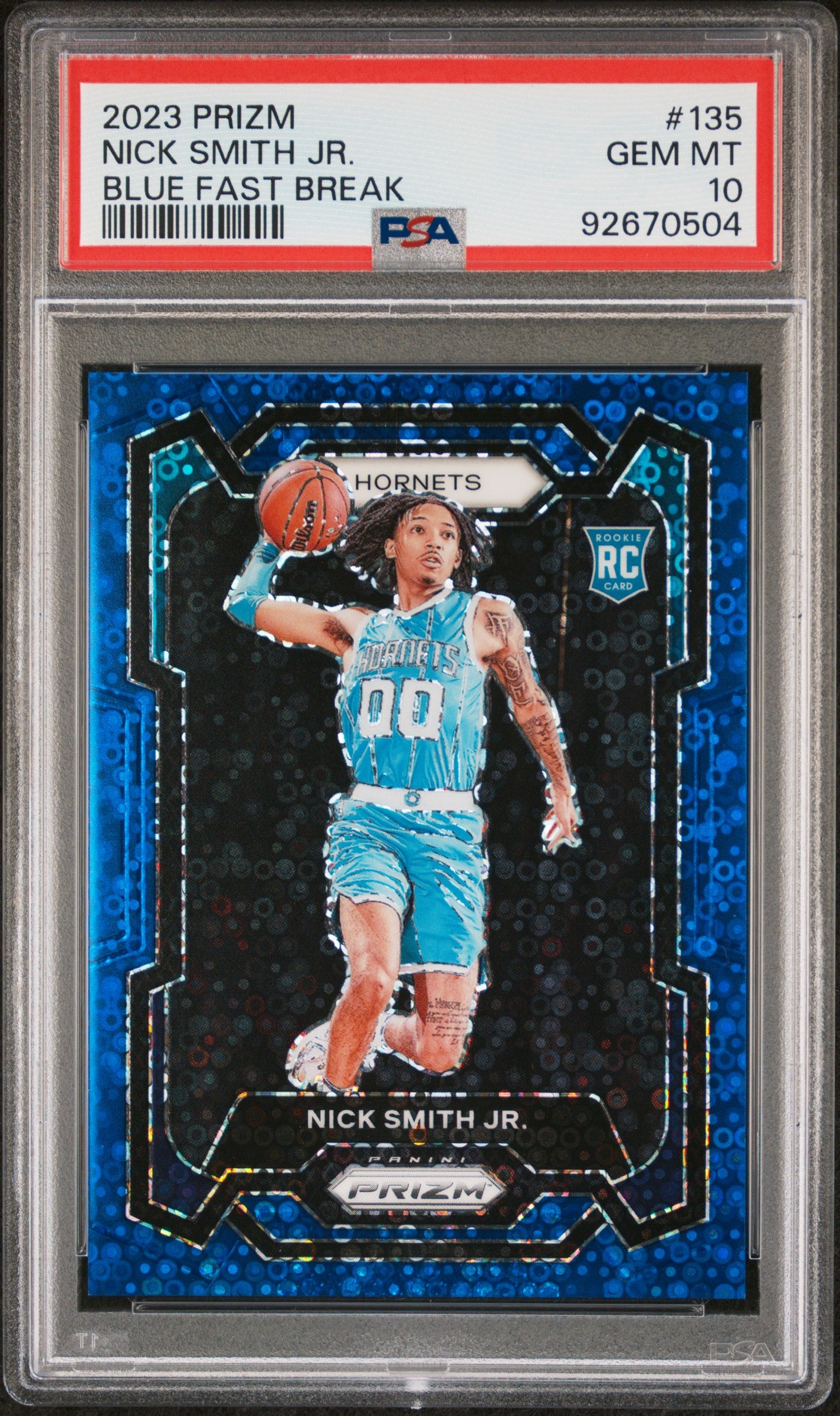 2023 Panini Prizm Prizms Fast Break Blue Nick Smith Jr. #135 /150 PSA 10