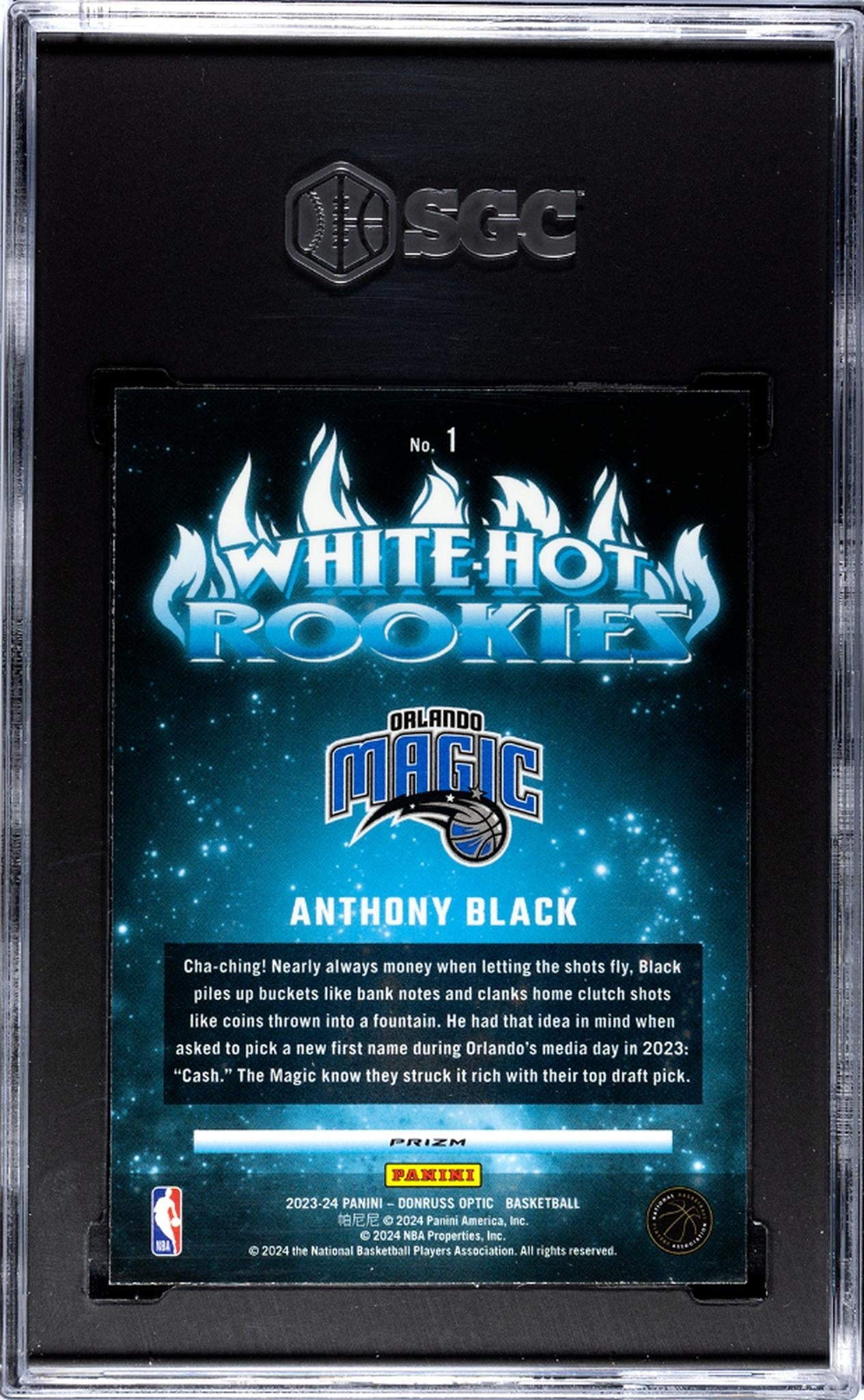 2023 Donruss Optic #1 Anthony Black White Hot Rookies SGC 10