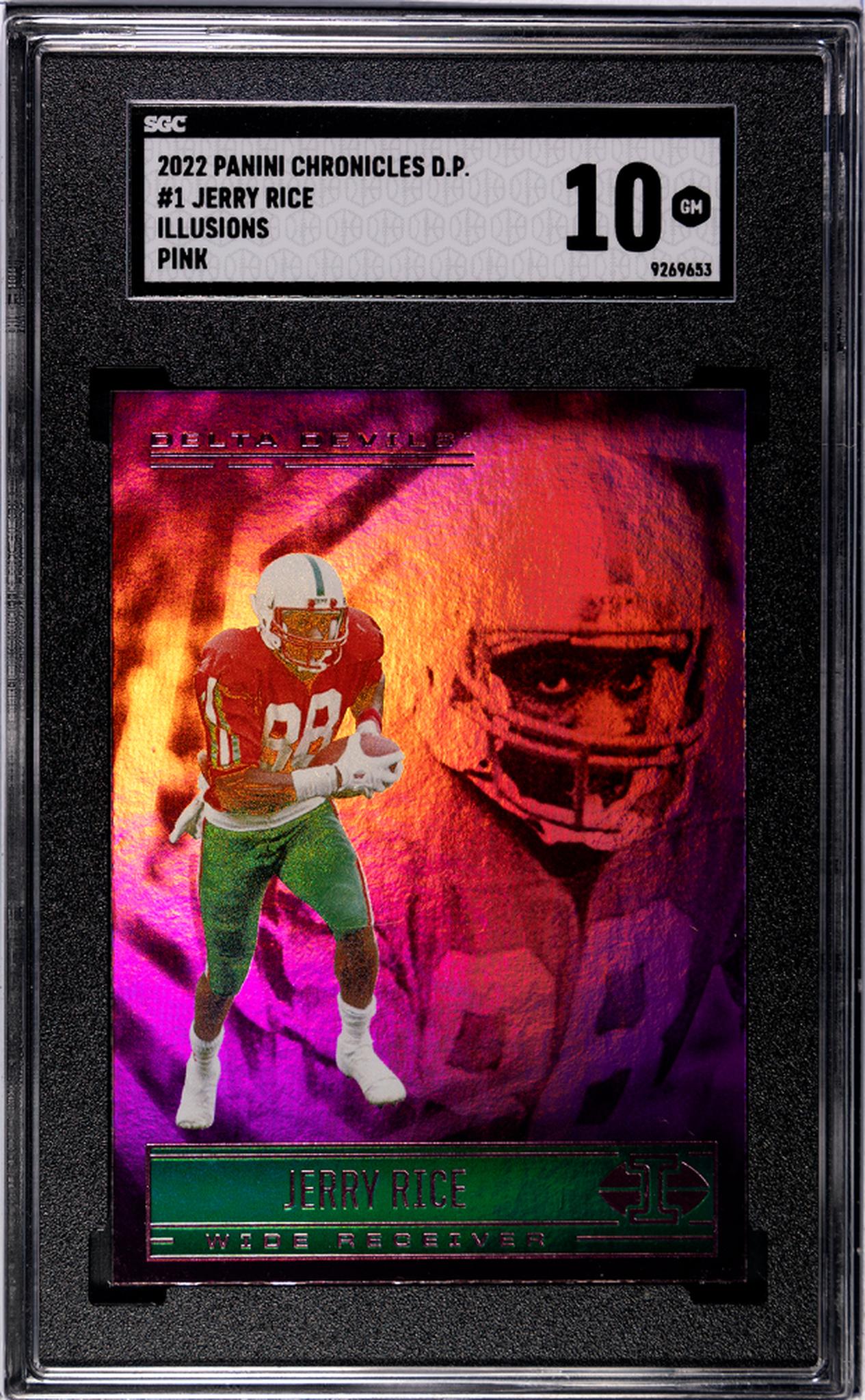 2022 Panini Chronicles Draft Picks Illusions Pink Jerry Rice #1 SGC 10