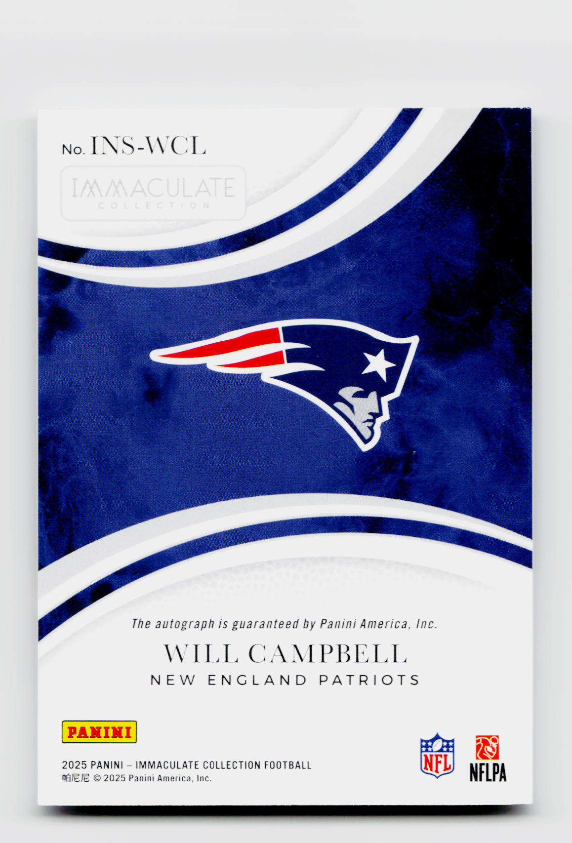 2025 Panini Immaculate Collection #INS-WCL Will Campbell Auto /99