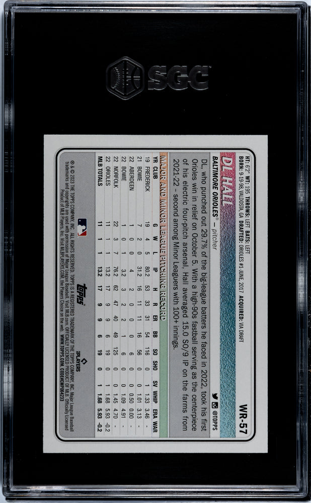 2023 Topps Big League Wrapper Redemption DL Hall #WR-57 RC Silver Foil /199 SGC 9