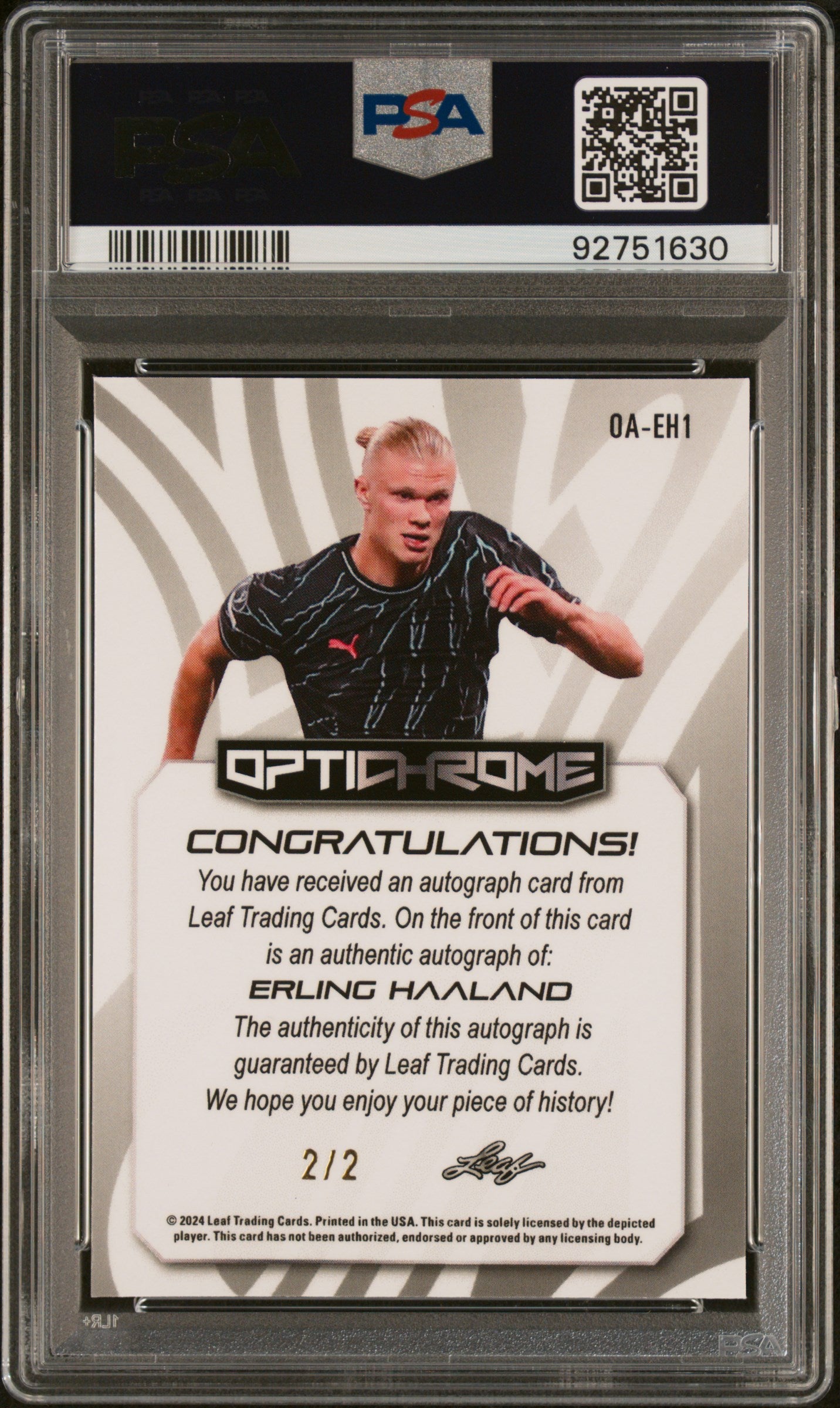 2024 Optichrome #OAEH1 Erling Haaland Eclectic W/E 2/2 PSA 10