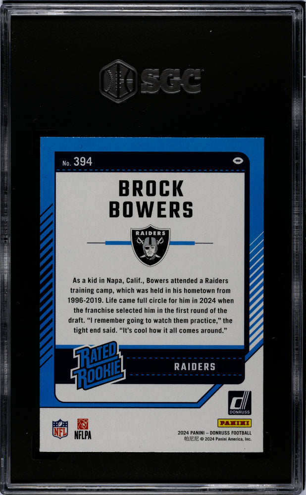2024 Donruss #394 Brock Bowers Rated Rookie SGC 9.5