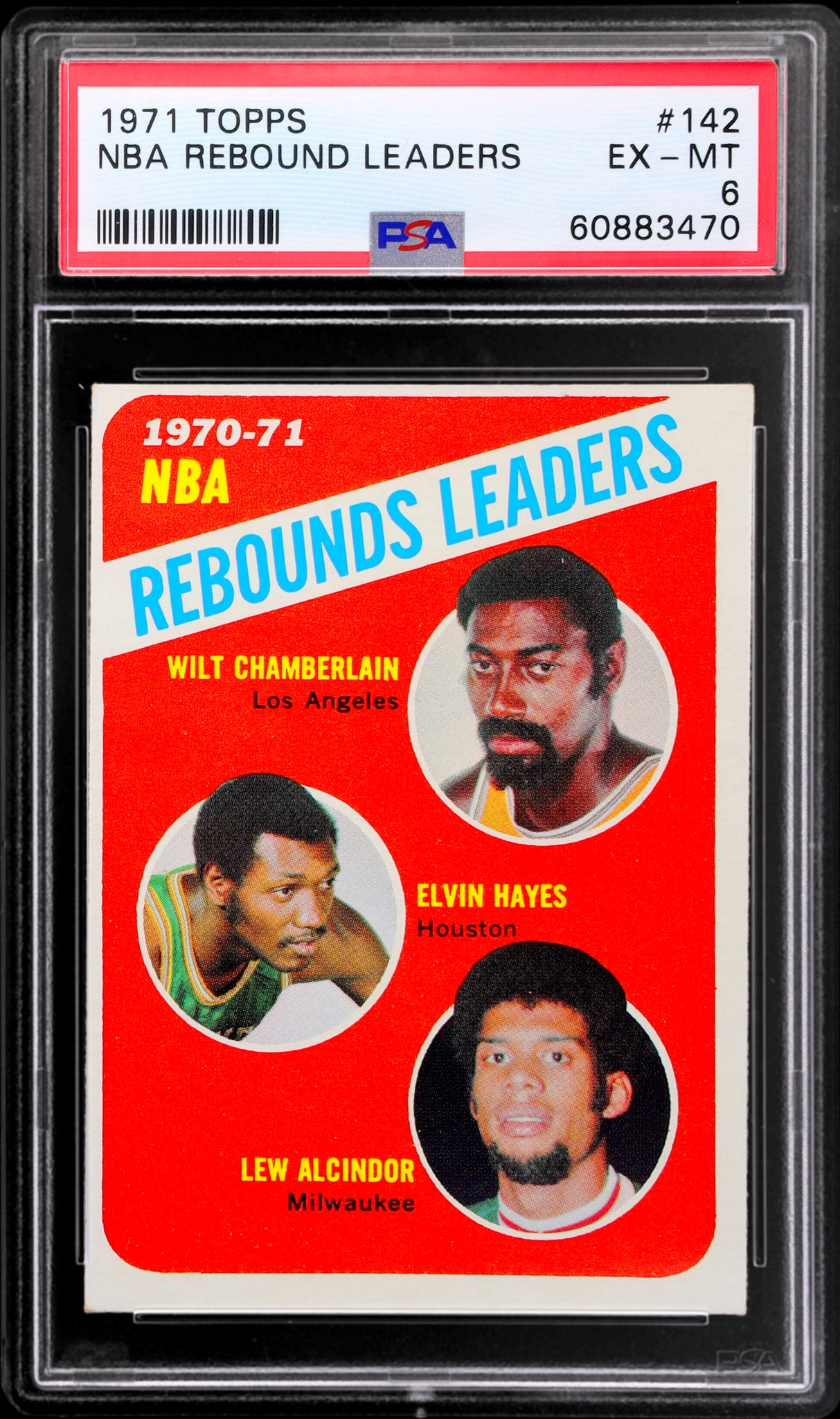 1971 Topps #142 Elvin Hayes/Lew Alcindor /Wilt Chamberlain PSA 6