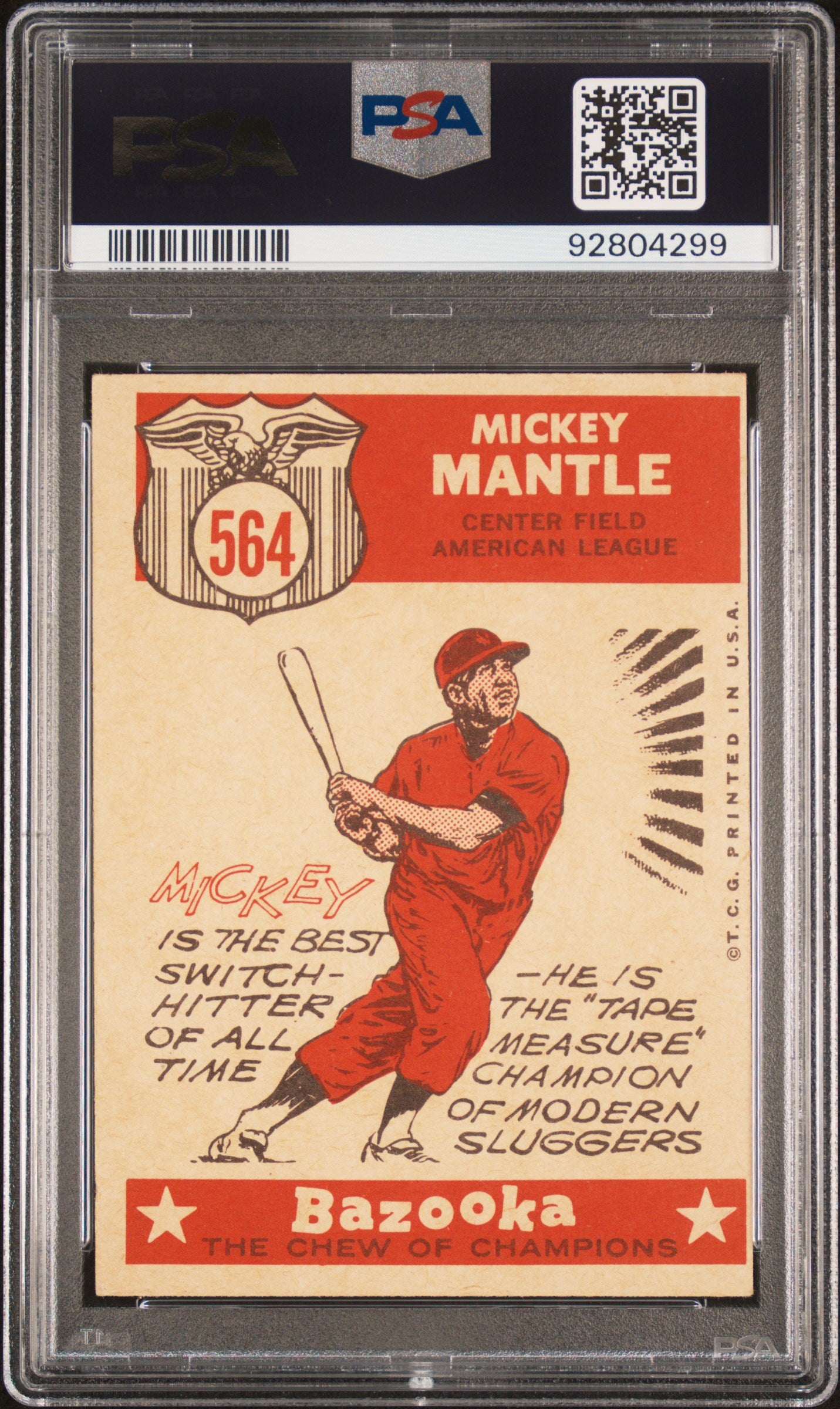 1959 Topps #564 Mickey Mantle The Sporting News PSA 4