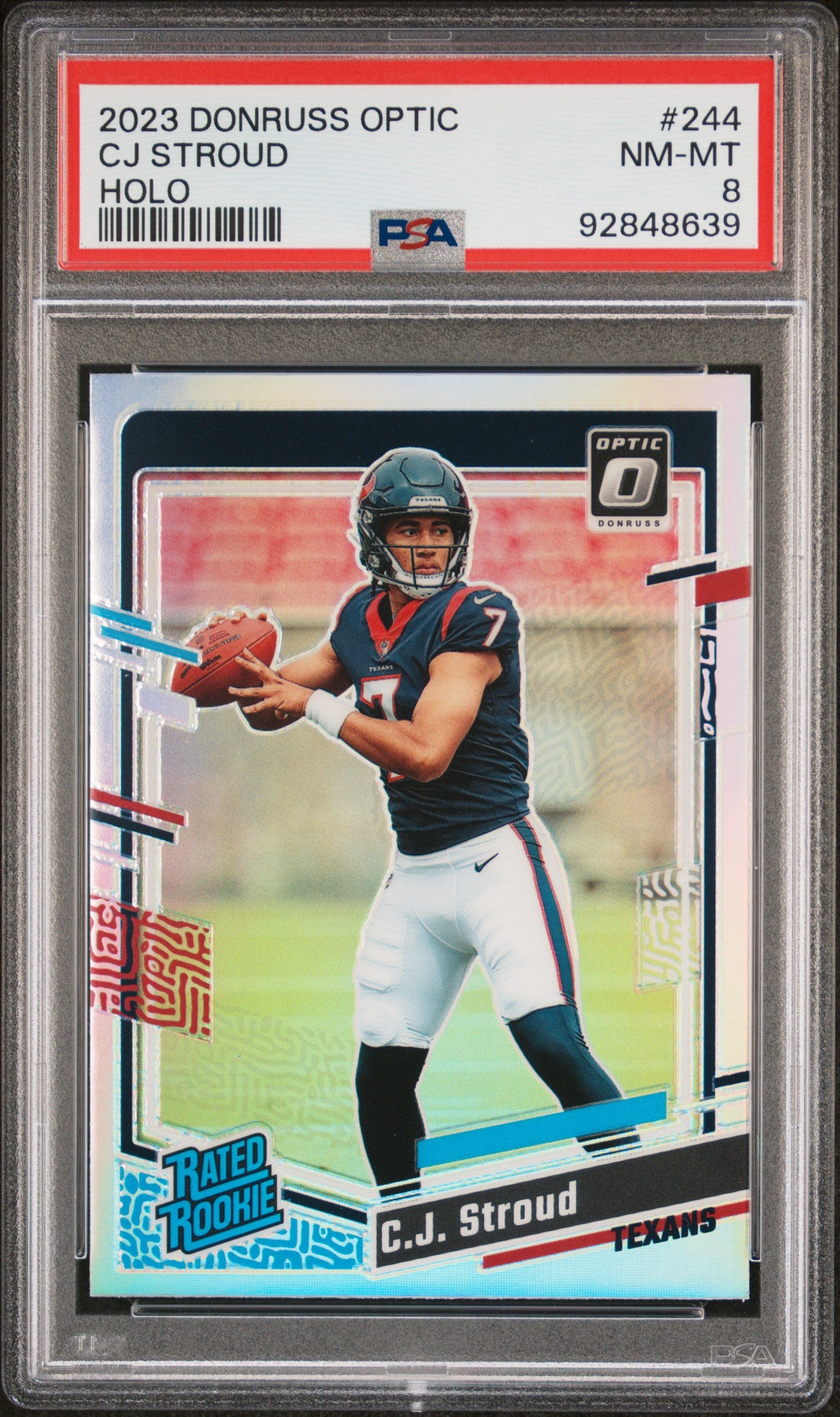 2023 Donruss Optic #244 C.J. Stroud Rated Rookie PSA 8