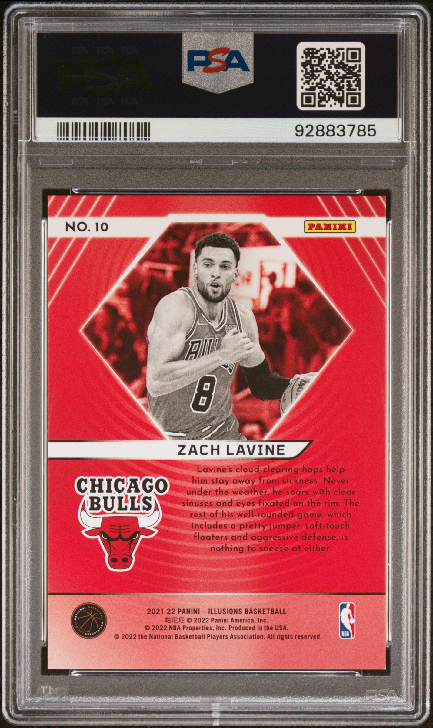 2021 Panini Illusions Illuminated #10 Zach Lavine Gold PSA 9