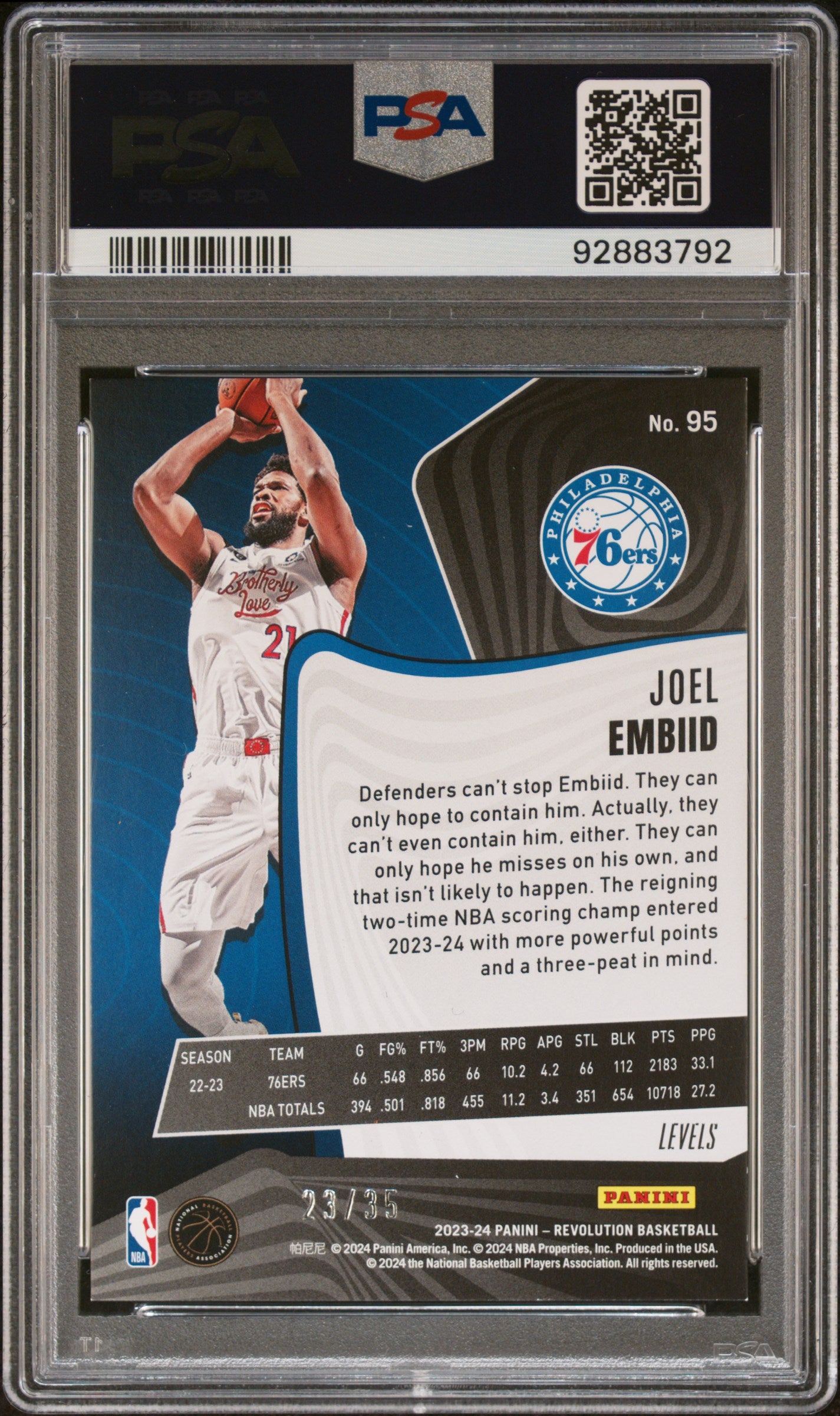 2023 Panini Revolution #95 Joel Embiid Levels PSA 8