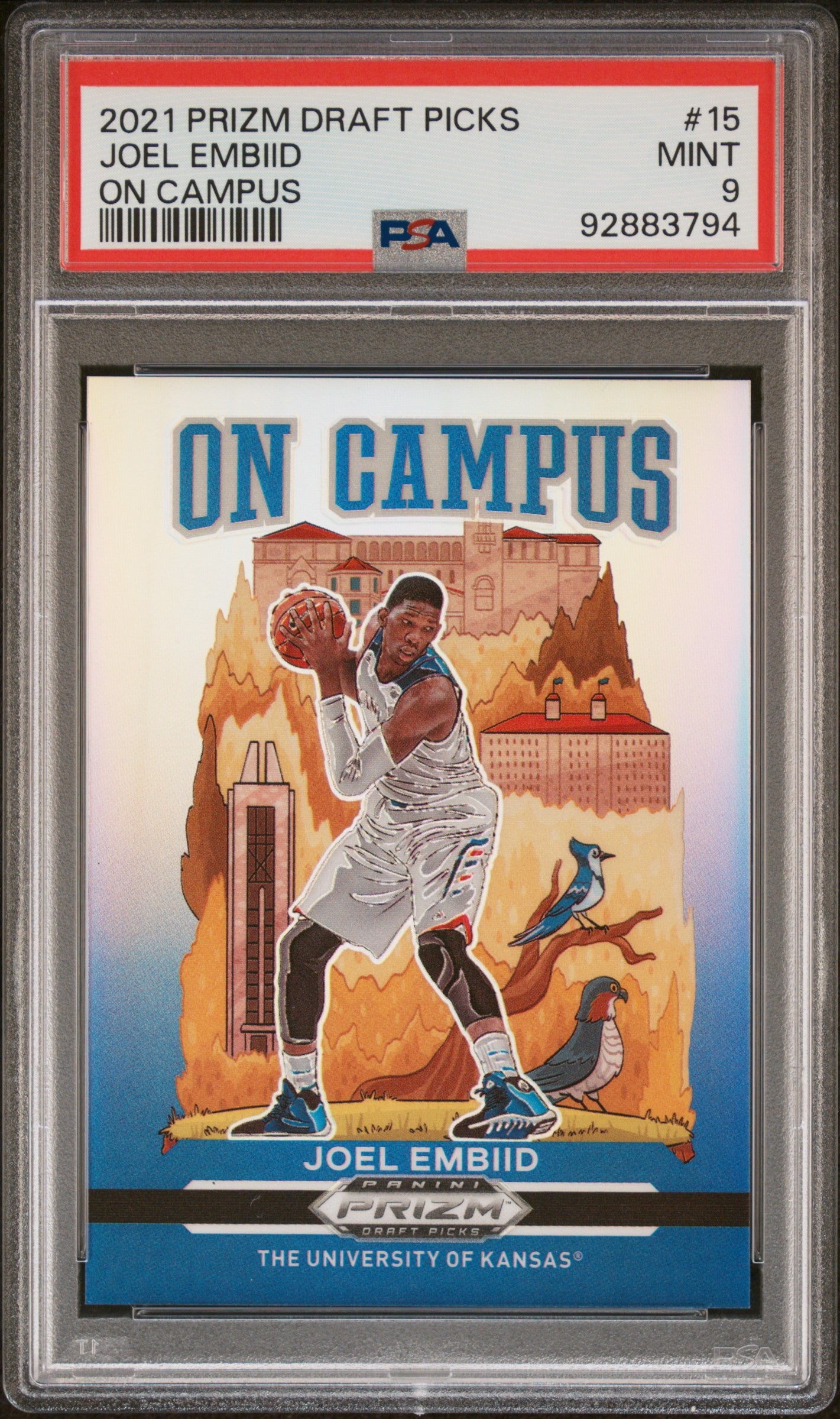 2021 Panini Prizm Draft Picks #15 Joel Embiid On Campus PSA 9