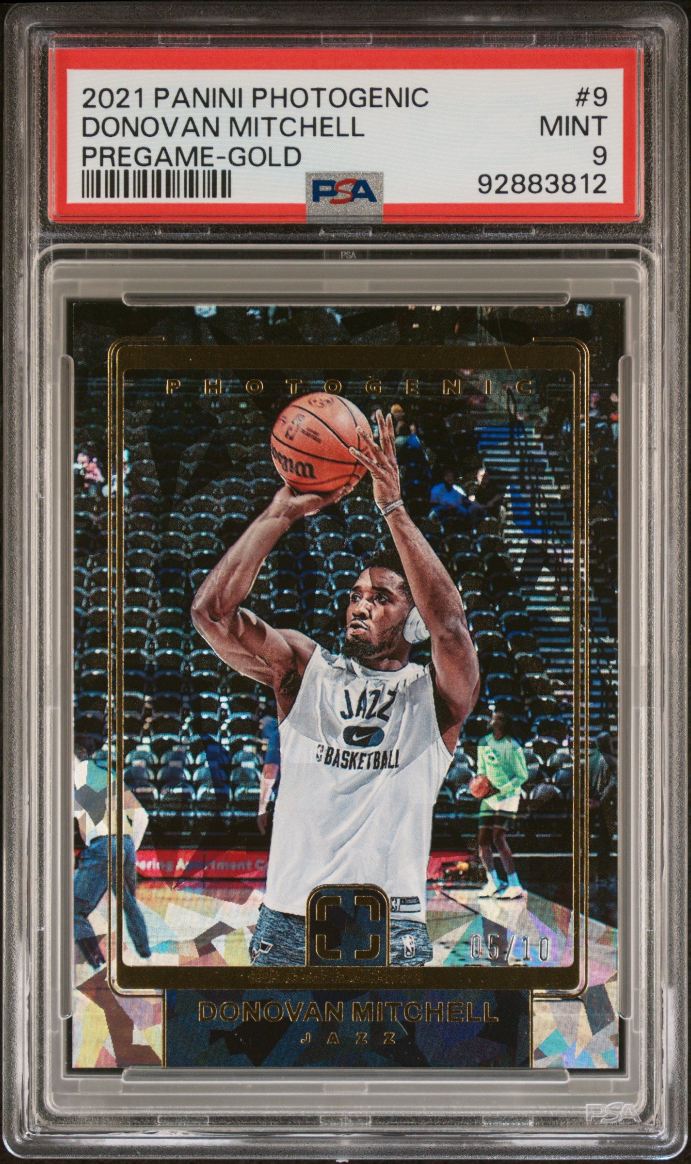 2021 Panini Photogenic Pregame #9 Donovan Mitchell Gold PSA 9