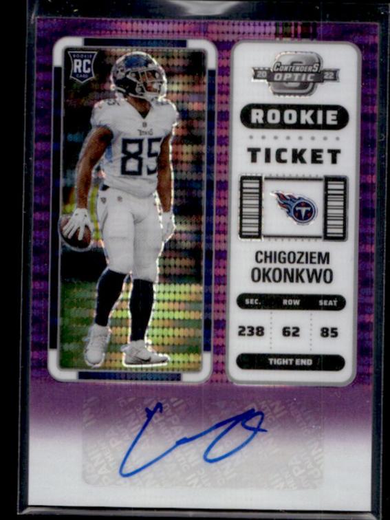 2022 Panini Contenders Optic Chigoziem Okonkwo Rookie Purple Pulsar /21 Auto