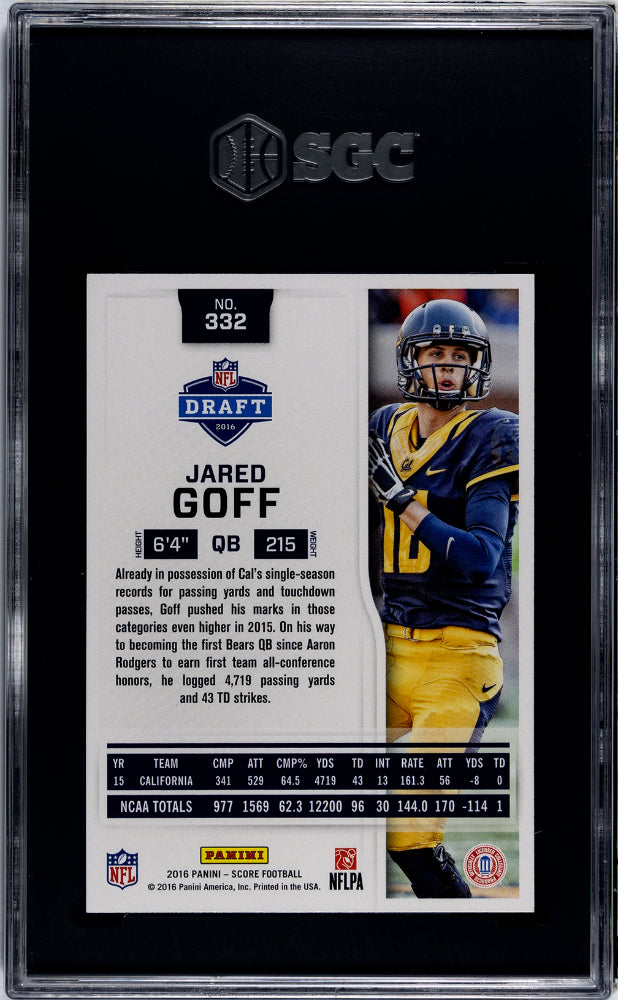 2016 Panini Score Jared Goff #332 SGC 10