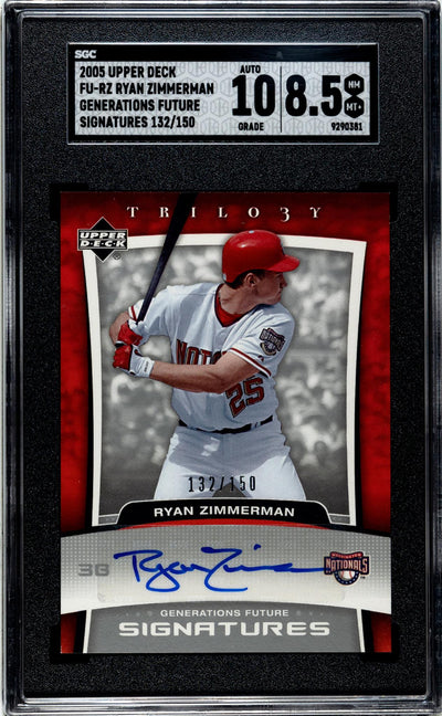 2005 Upper Deck Trilogy Ryan Zimmerman Generations Future Signatures Auto #FU-RZ /150 SGC 8.5