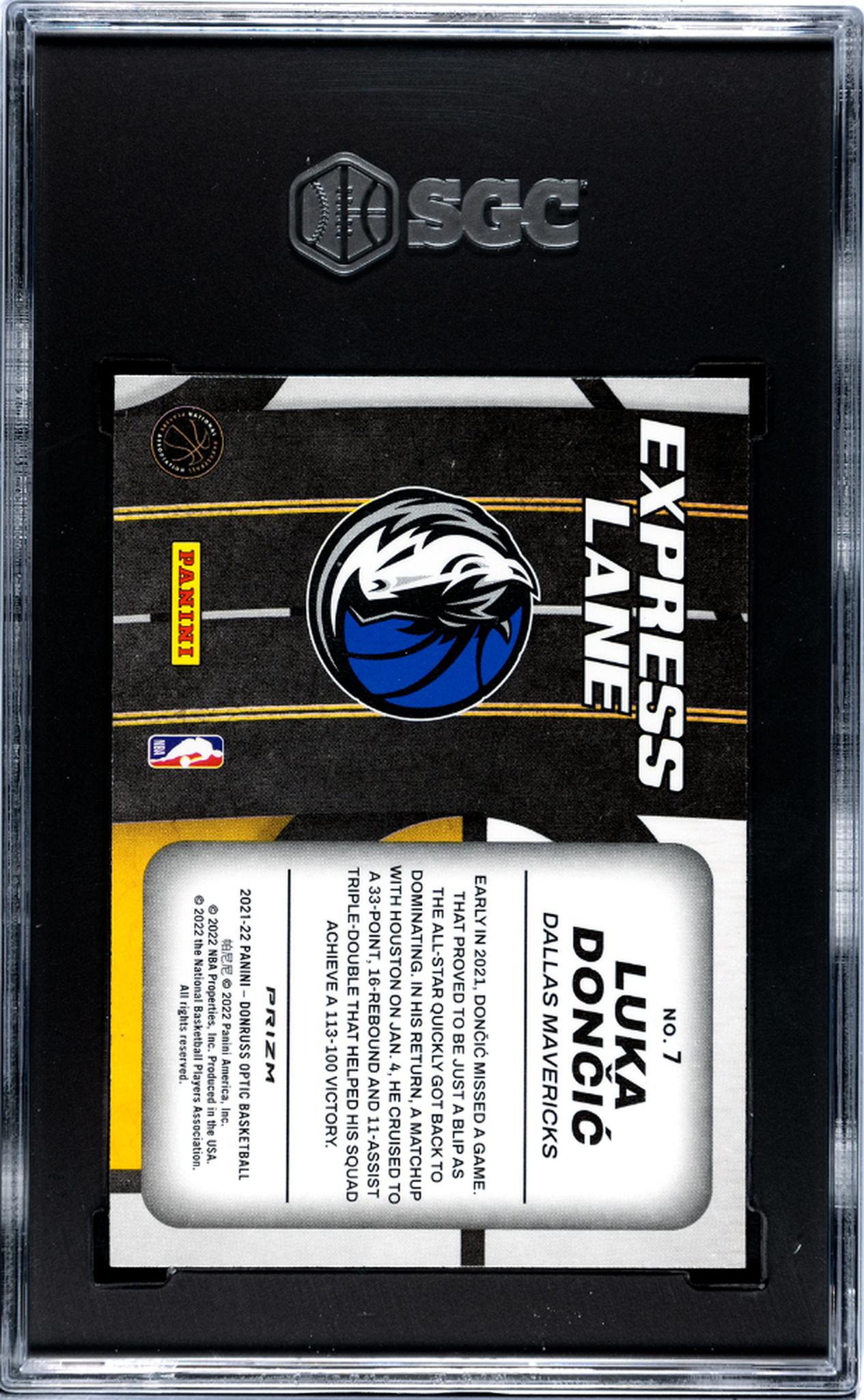 2021-22 Donruss Optic #7 Luka Doncic Express Lane Holo Prizm SGC 9.5