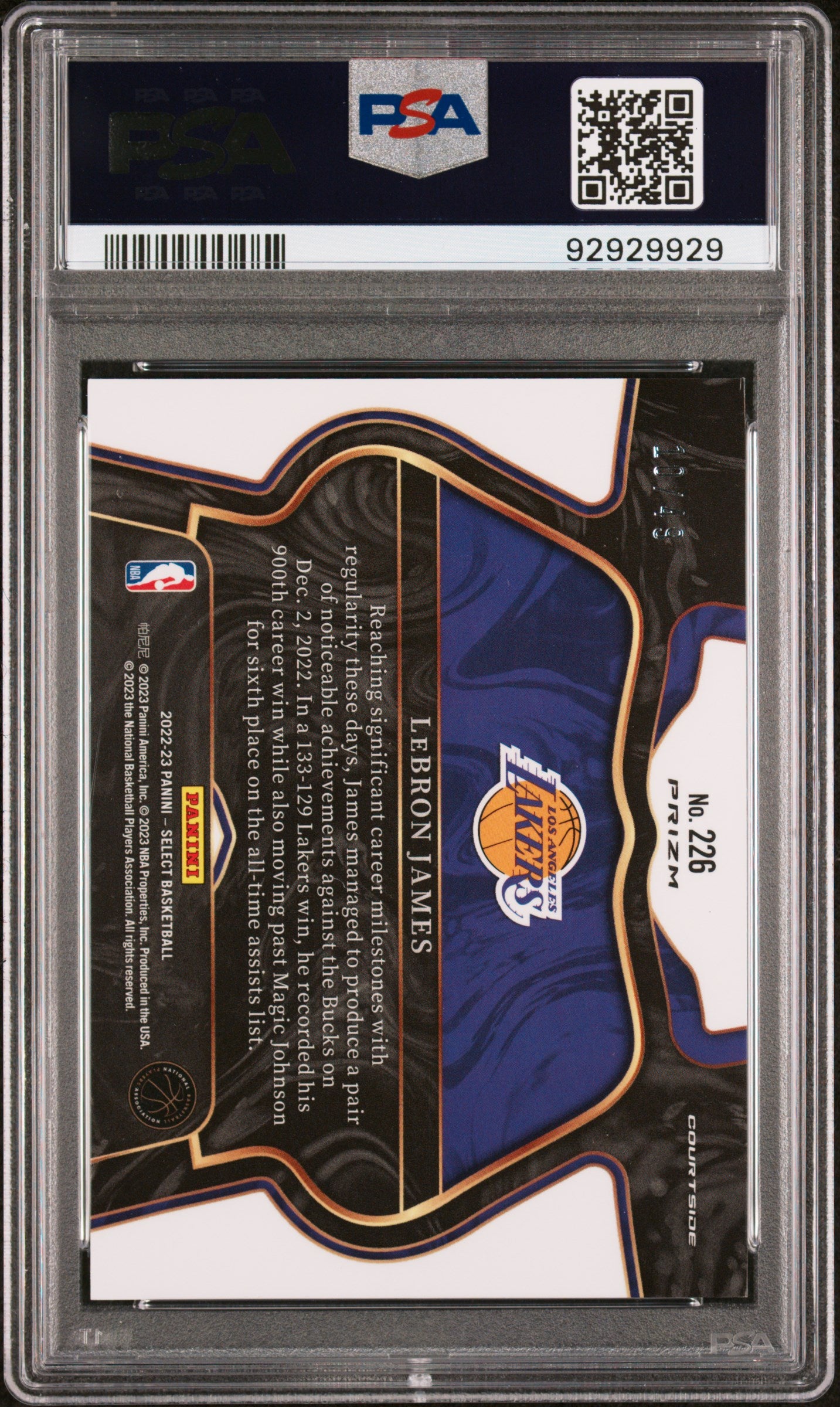 2022 Panini Select Red Disco LeBron James #226 Courtside Prizm PSA 9