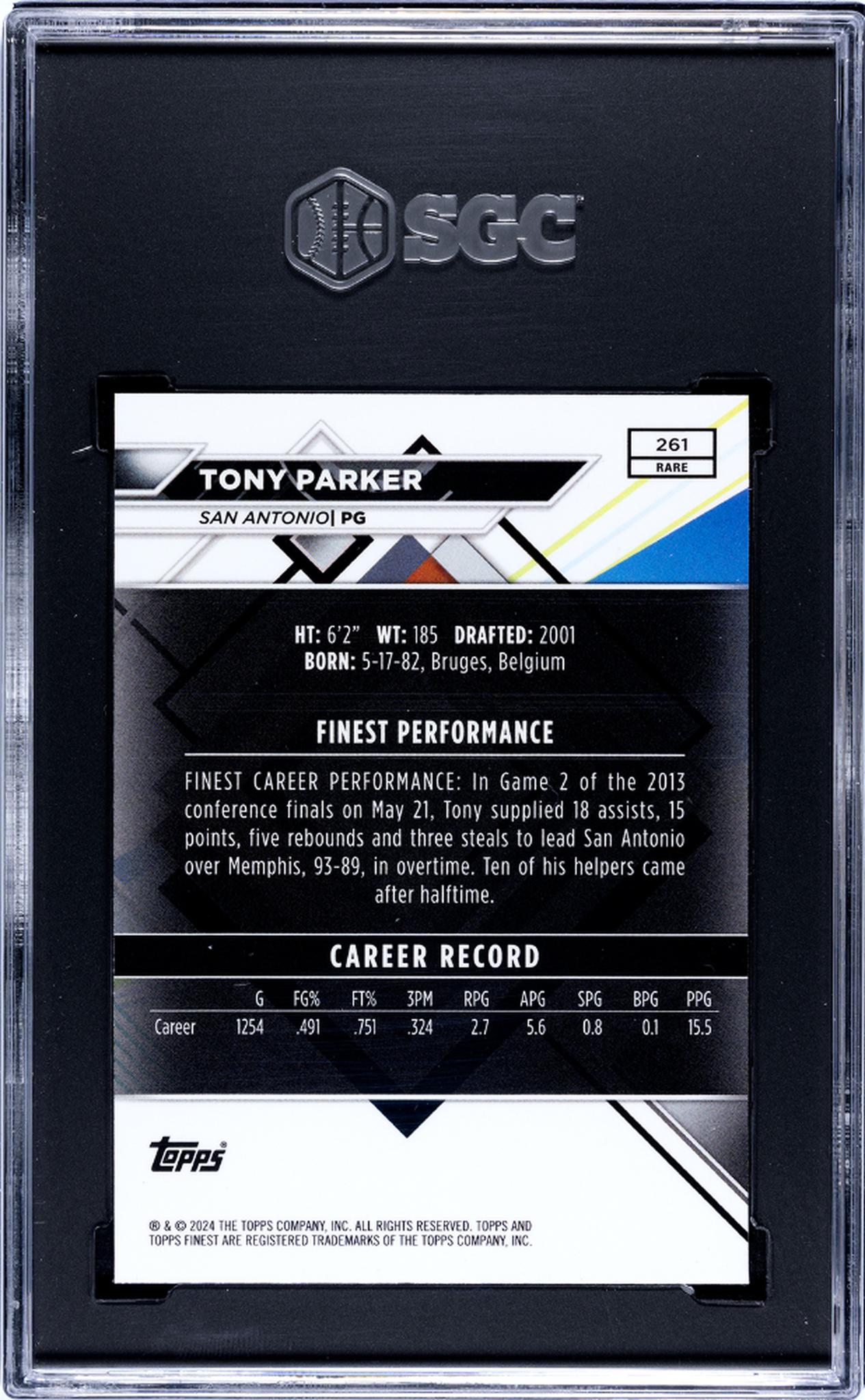 2023-24 Topps Finest Checkerboard Refractor Tony Parker #261 SGC 9