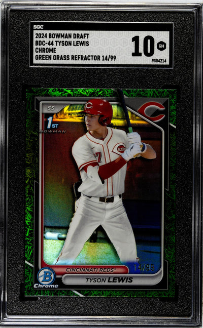 2024 Bowman Draft Tyson Lewis #BDC-44 1st Bowman Green Grass Refractor /99 SGC 10