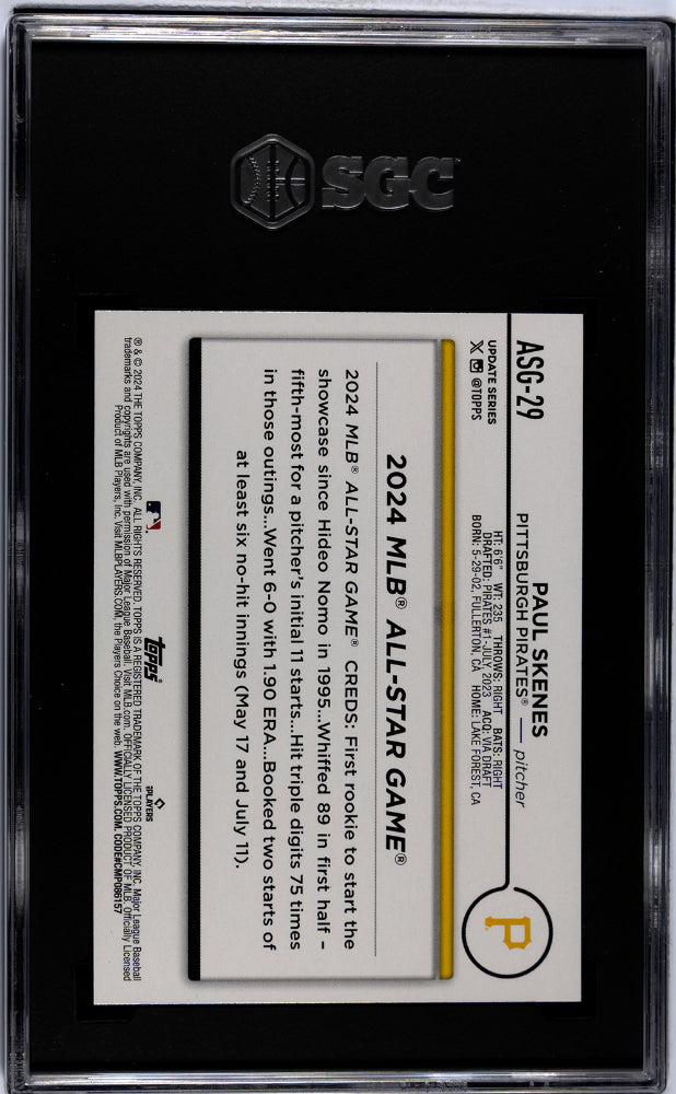 2024 Topps Update #ASG-29 Paul Skenes '24 All-Star Game SGC 9.5