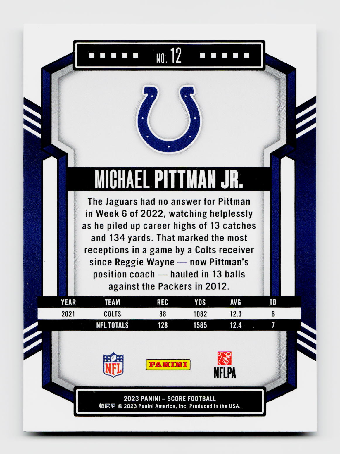 2023 Score Michael Pittman Jr. #12 Indianapolis Colts