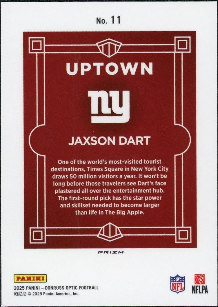 2025 Donruss 11 Jaxson Dart Uptown