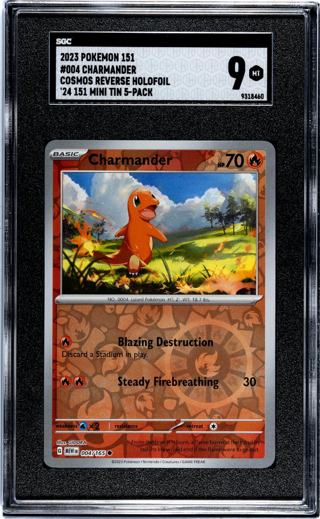 2023 Pokemon #004/165 Charmander Cosmos Reverse Holofoil SGC 9