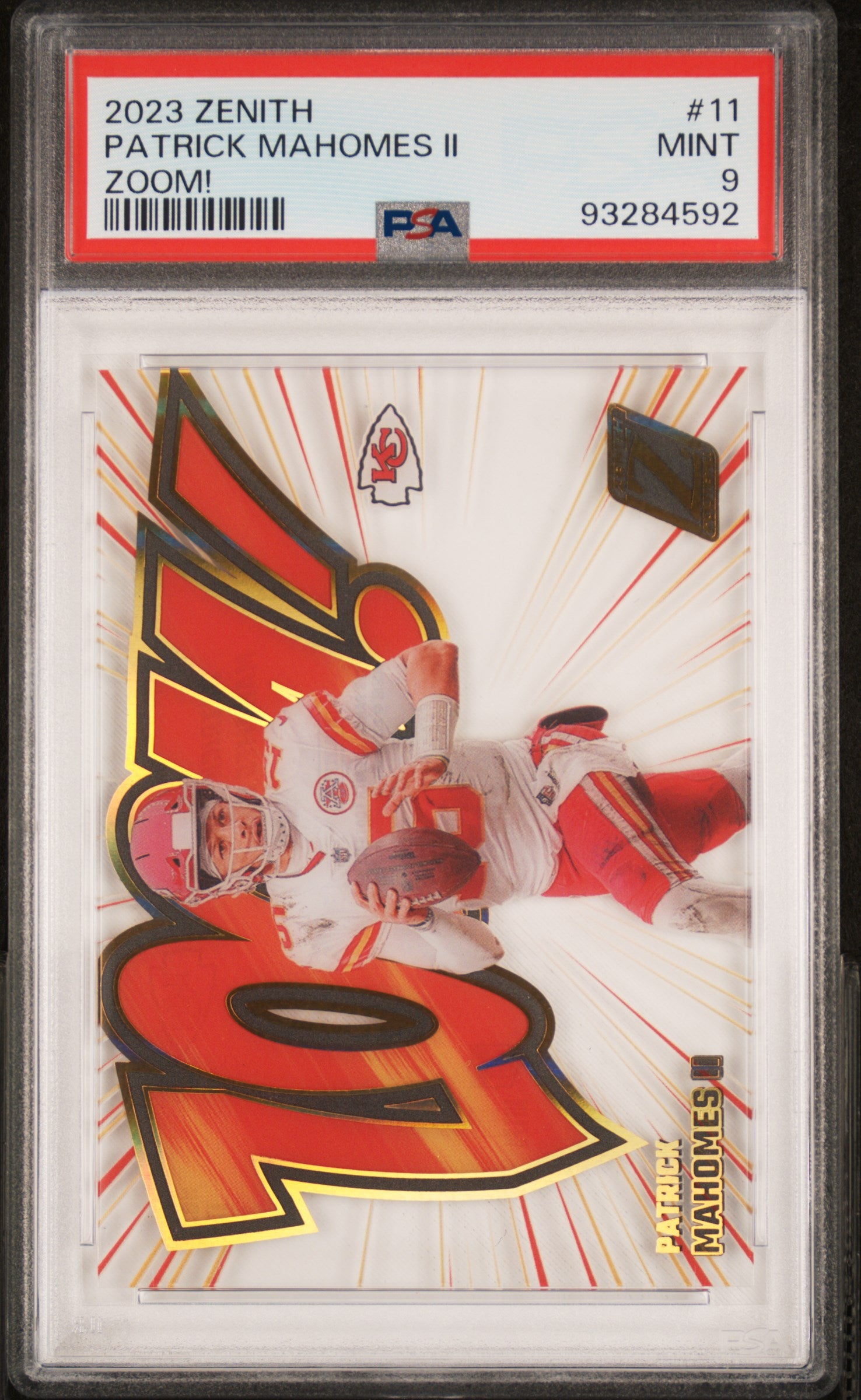 2023 Zenith #11 Patrick Mahomes II Zoom! PSA 9