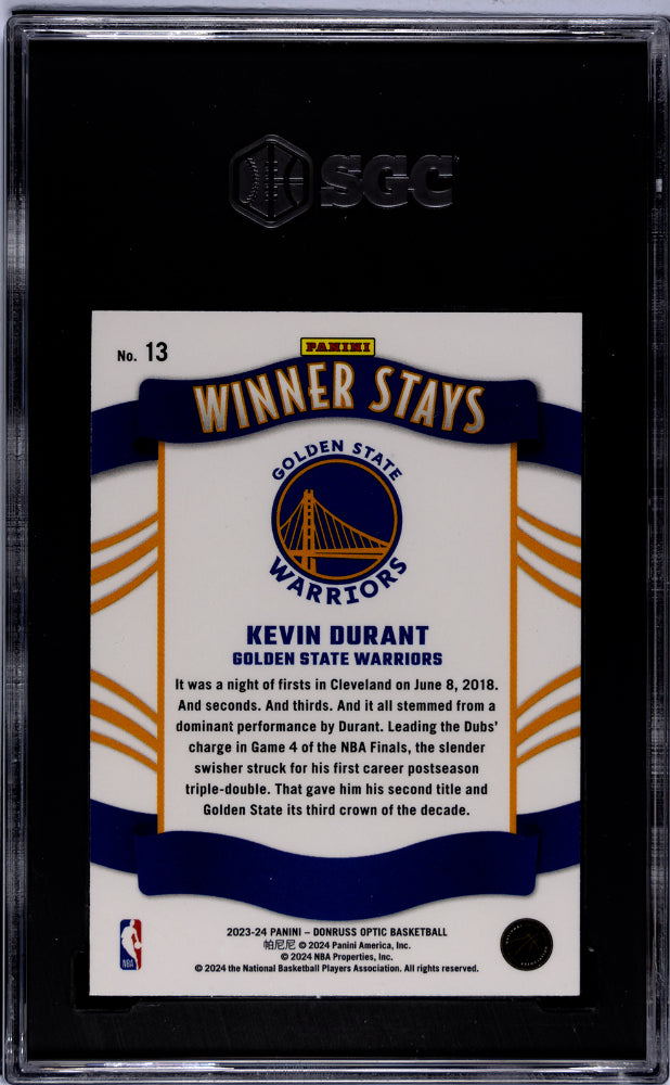 2023 Donruss Optic #13 Kevin Durant Winner Stays SGC 10