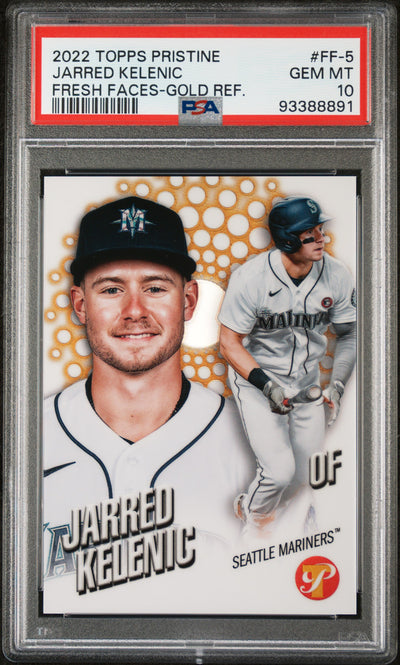 2022 Topps Pristine Jarred Kelenic Fresh Faces Gold Refractor #FF-5 /50 PSA 10