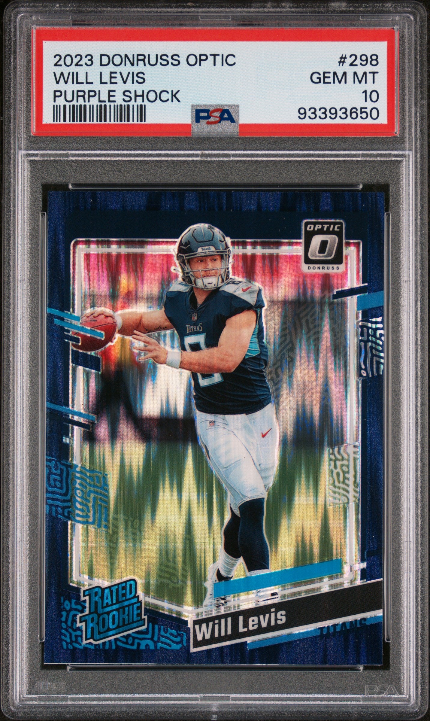 2023 Panini Donruss Optic Rated Rookie Purple Shock #298 Will Levis PSA 10