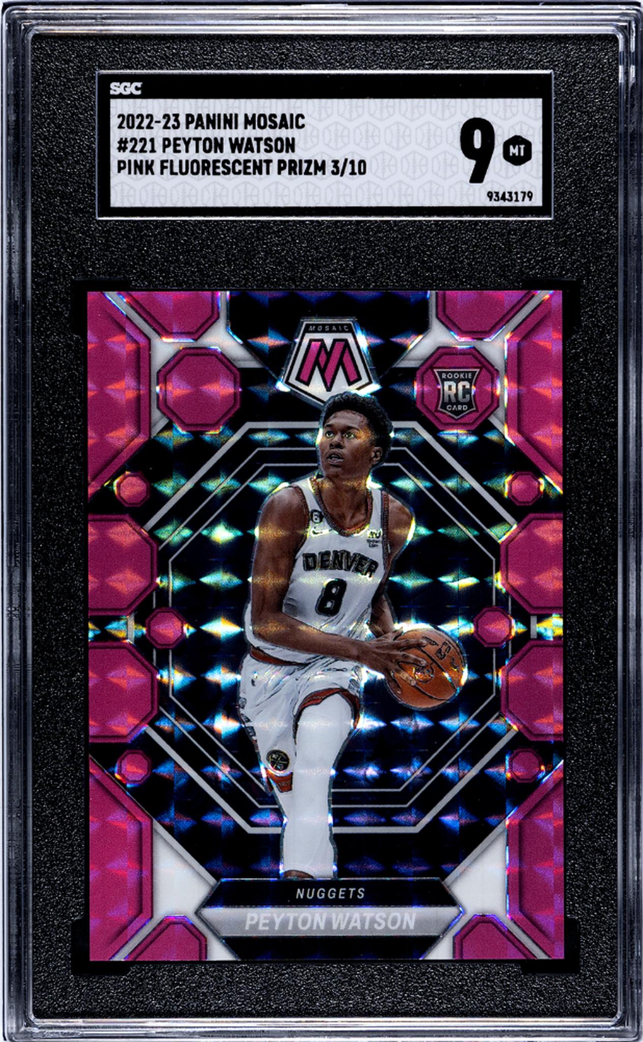 2022 Mosaic #221 Peyton Watson Pink Fluorescent Prizm /10 SGC 9