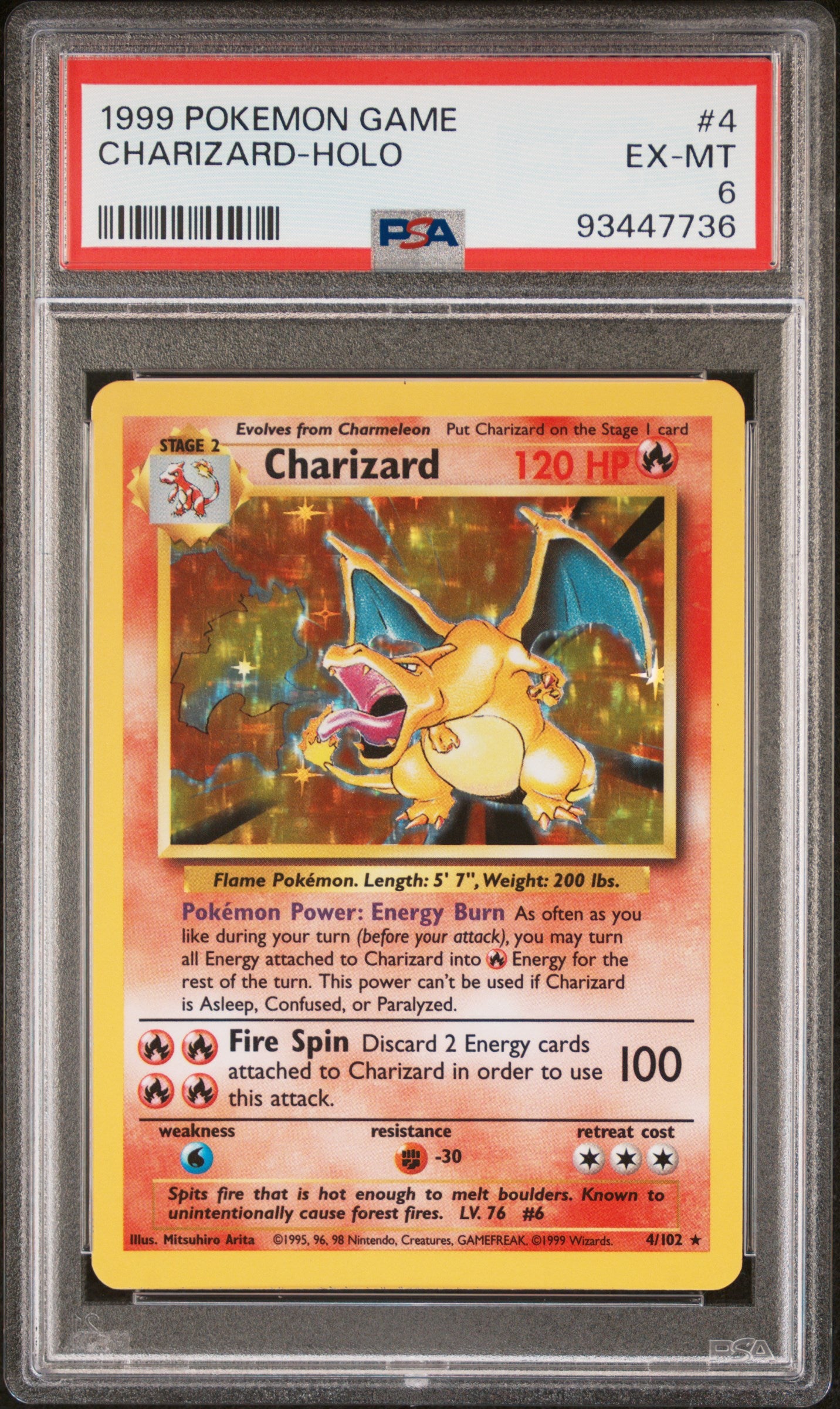 1999 Pokémon Game Charizard #4 Holo PSA 6